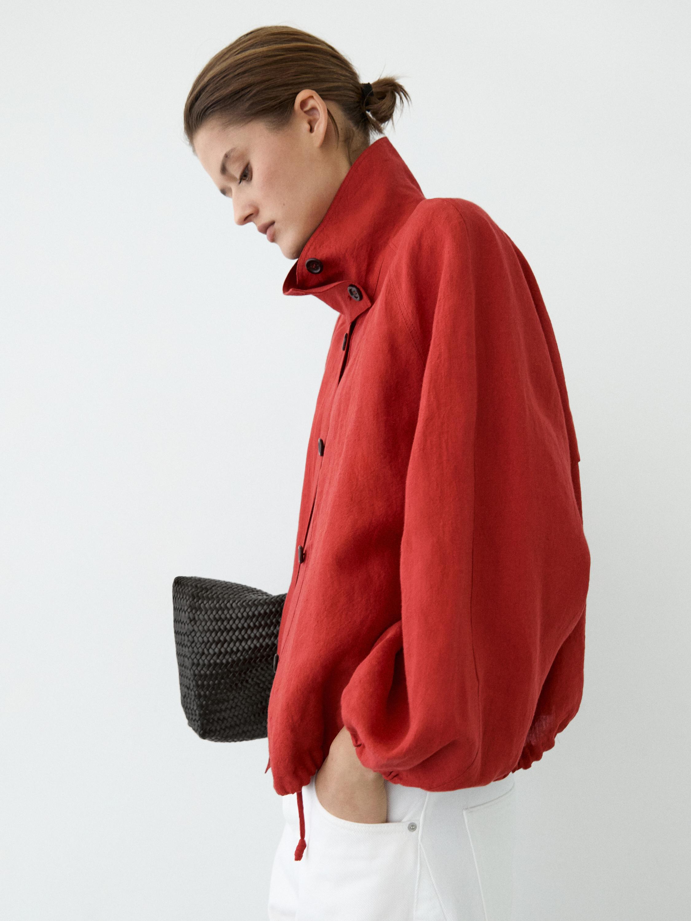 Napihnjena pilotska jakna iz lana