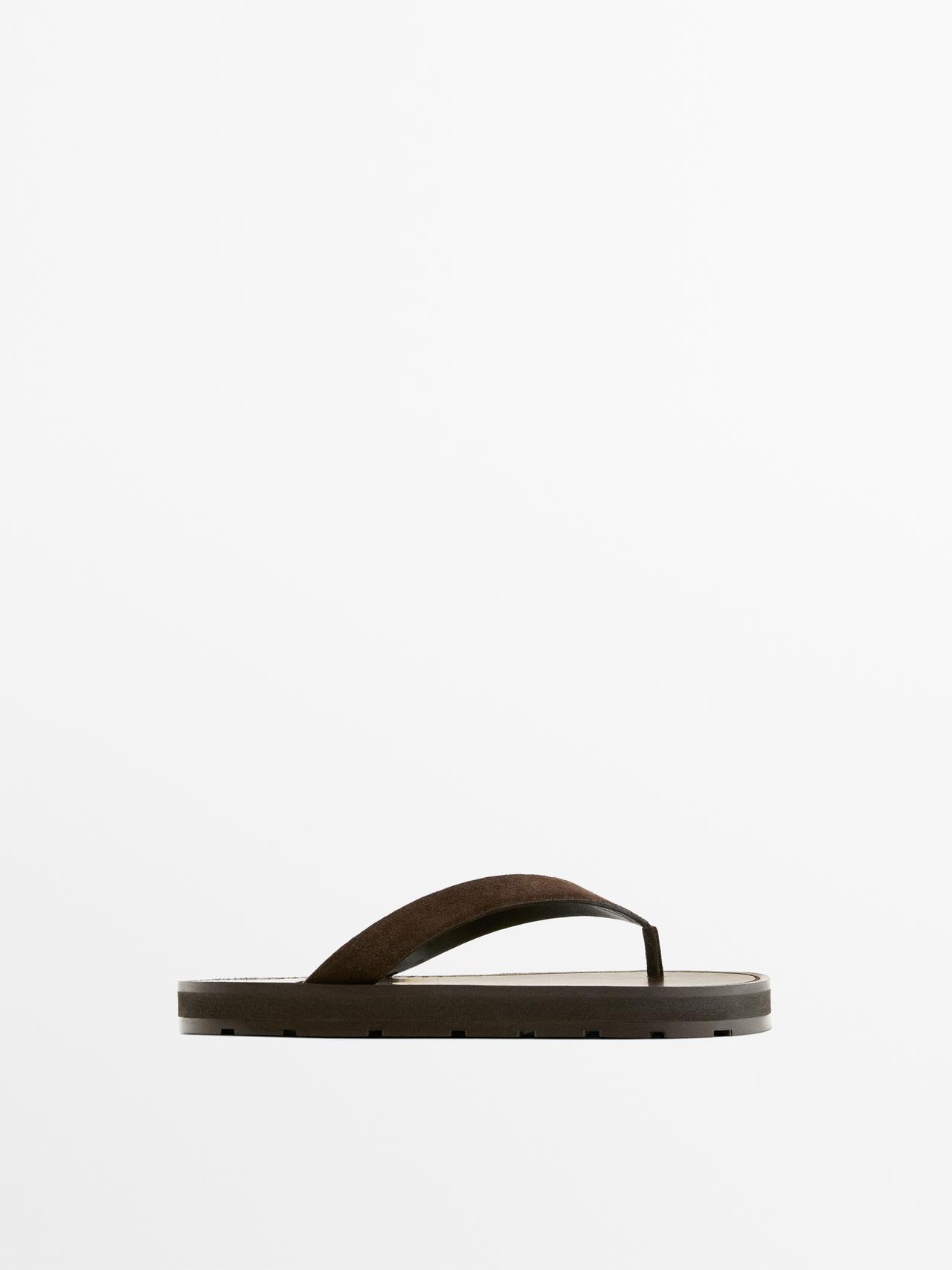 Sandalia Piel Dedo - Marrón - 42 - Massimo Dutti - Mujer