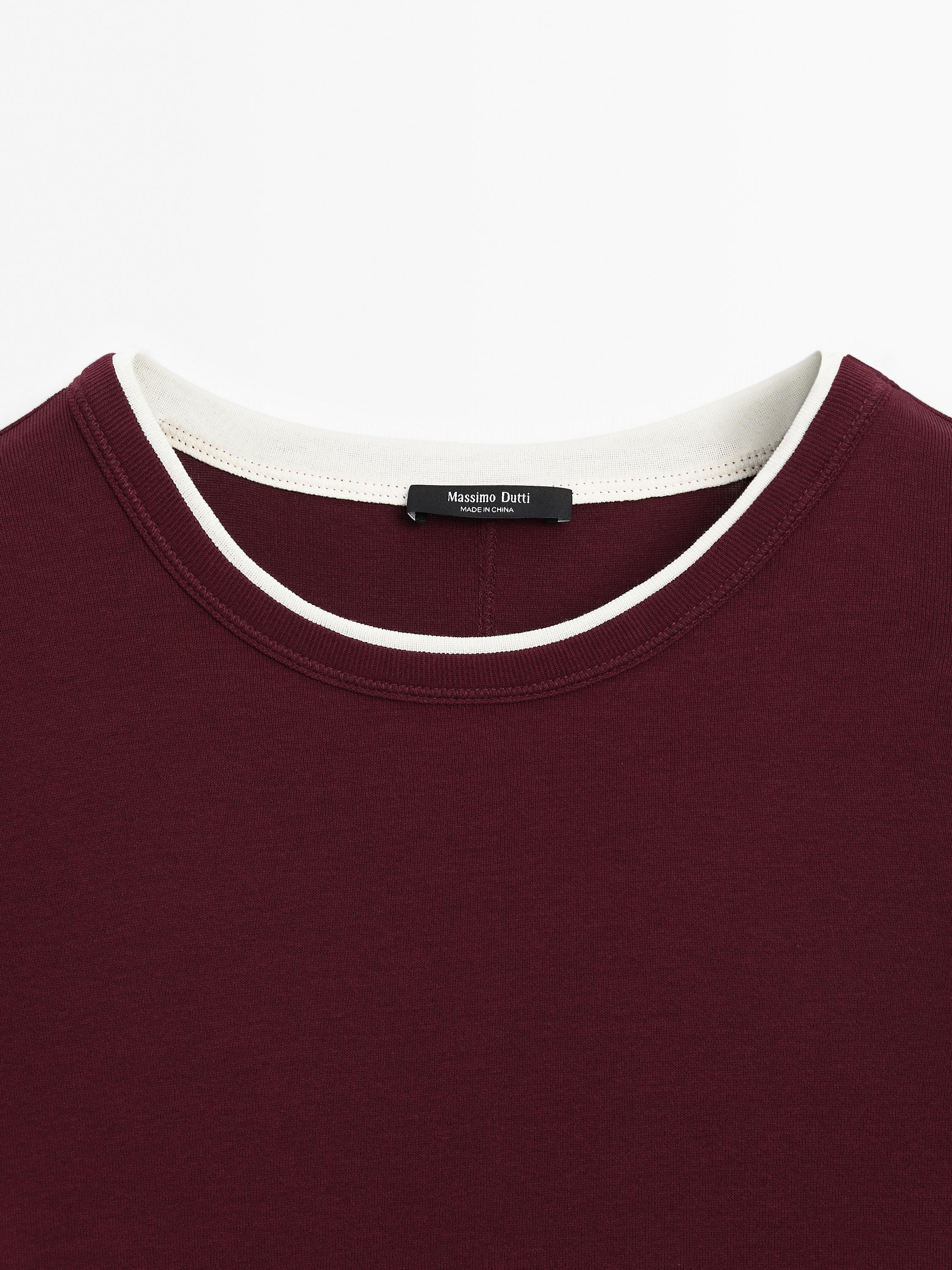 100% cotton contrast ribbed T-shirt