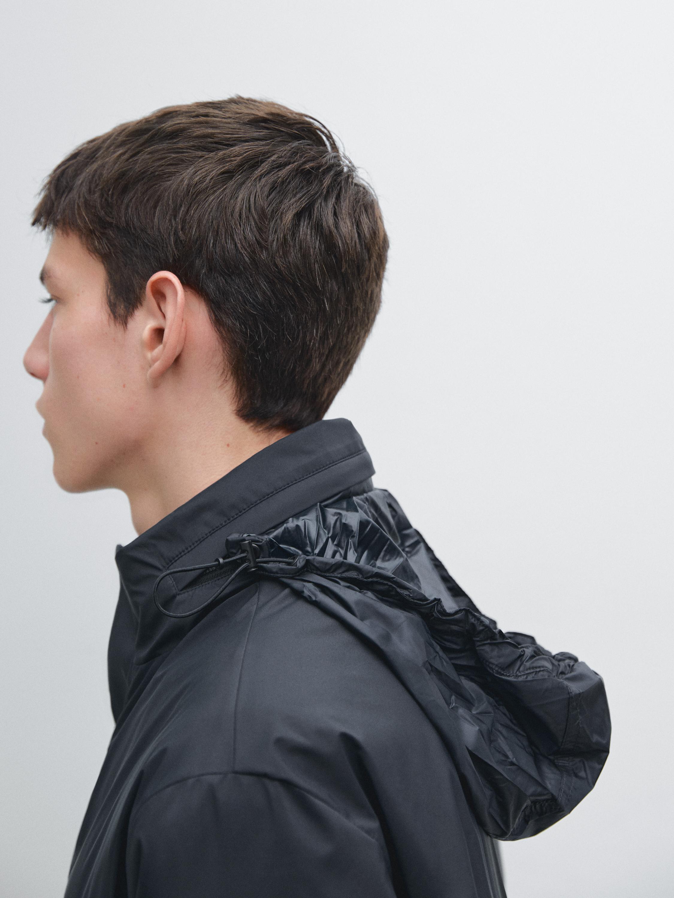 Short water-repellent puffer jacket — DARK NAVY
