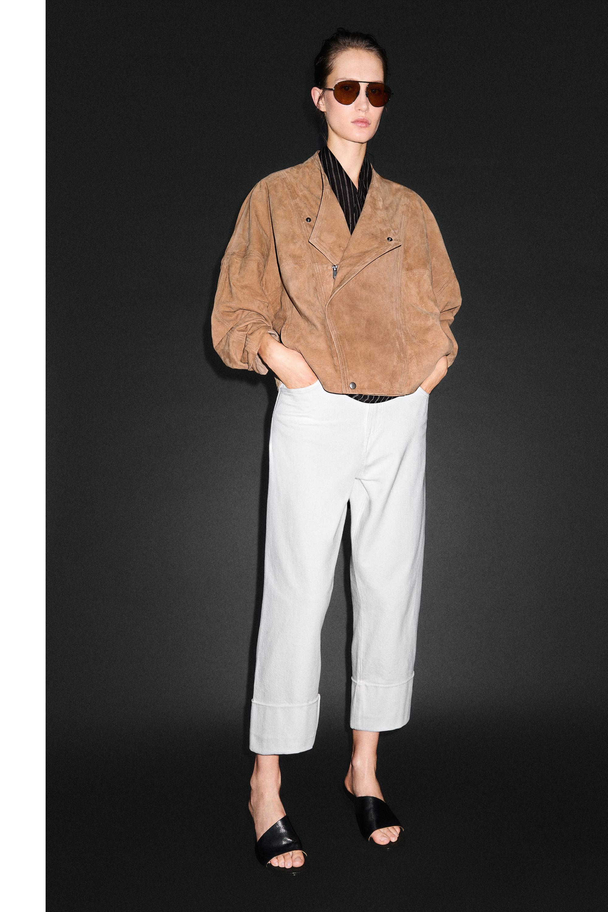 Double-breasted suede jacket — CAMEL