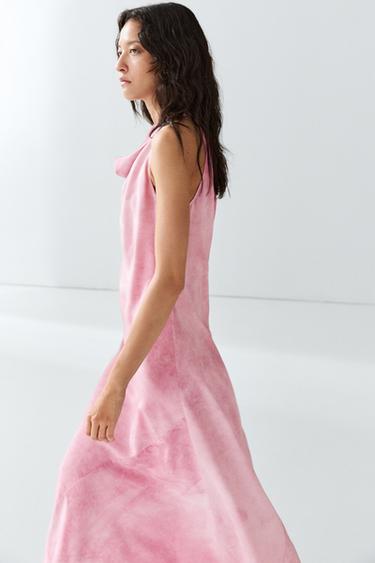 Draped flowing midi dress — Pastel pink 5