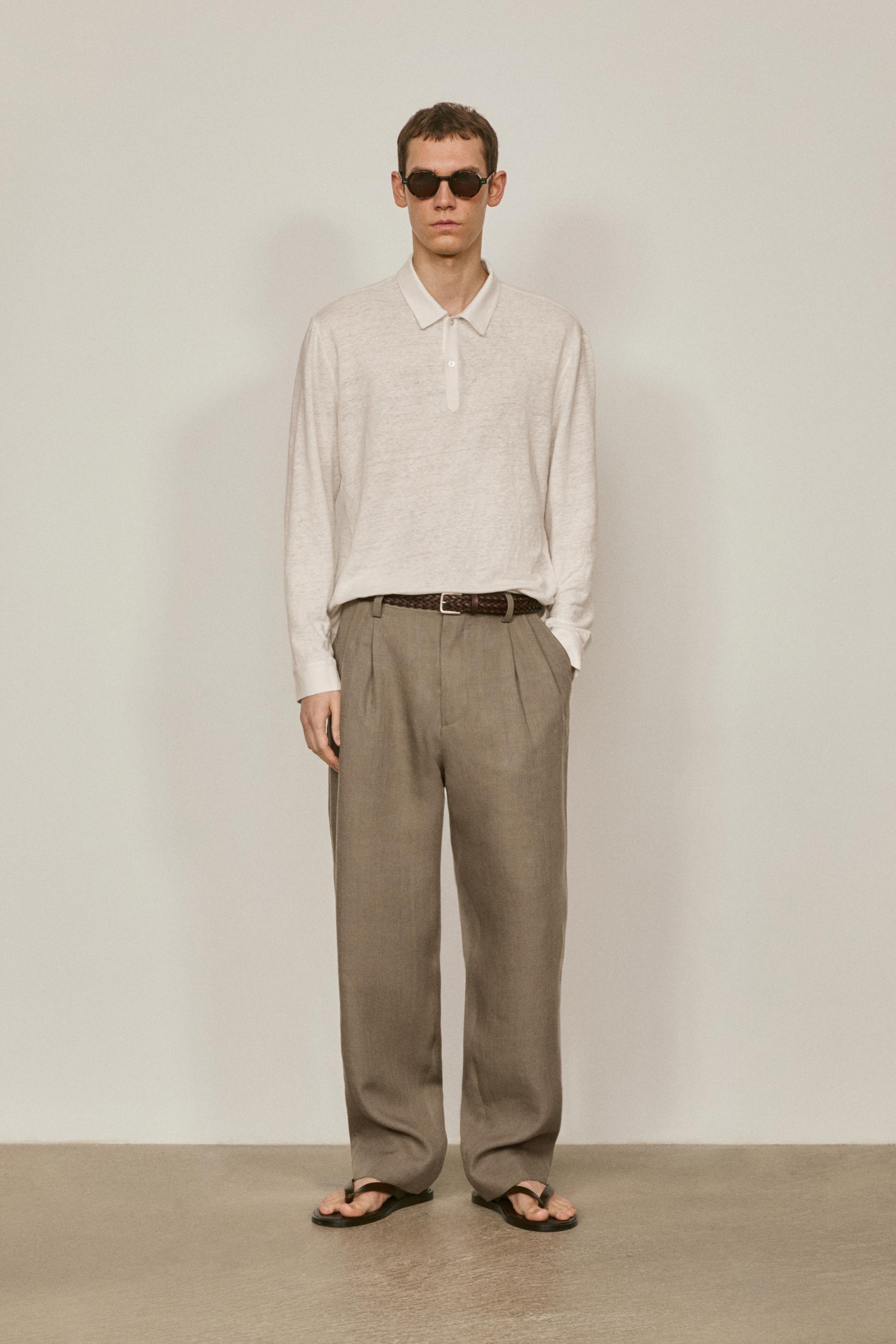 Linen trousers with double darts - LIMITED EDITION — KHAKI
