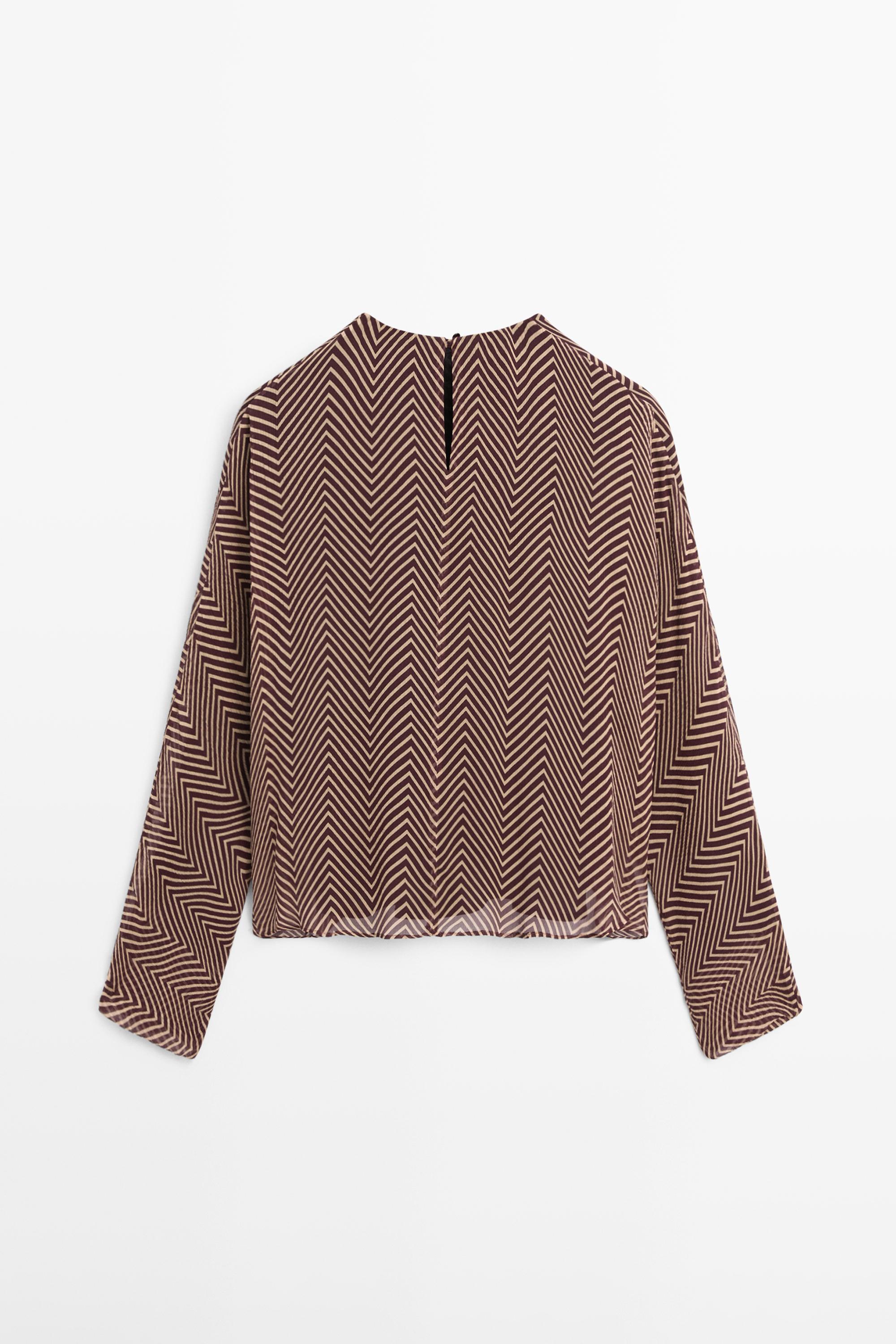 Flowing geometric print blouse — BURGUNDY
