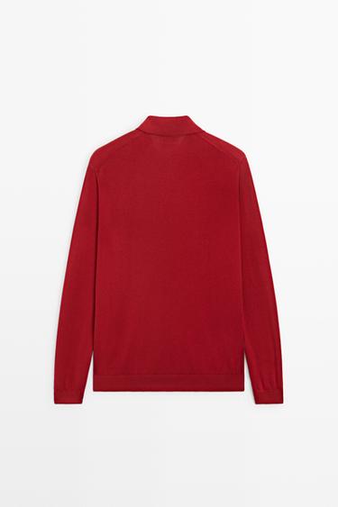 100% cotton knit polo sweater — RED 6