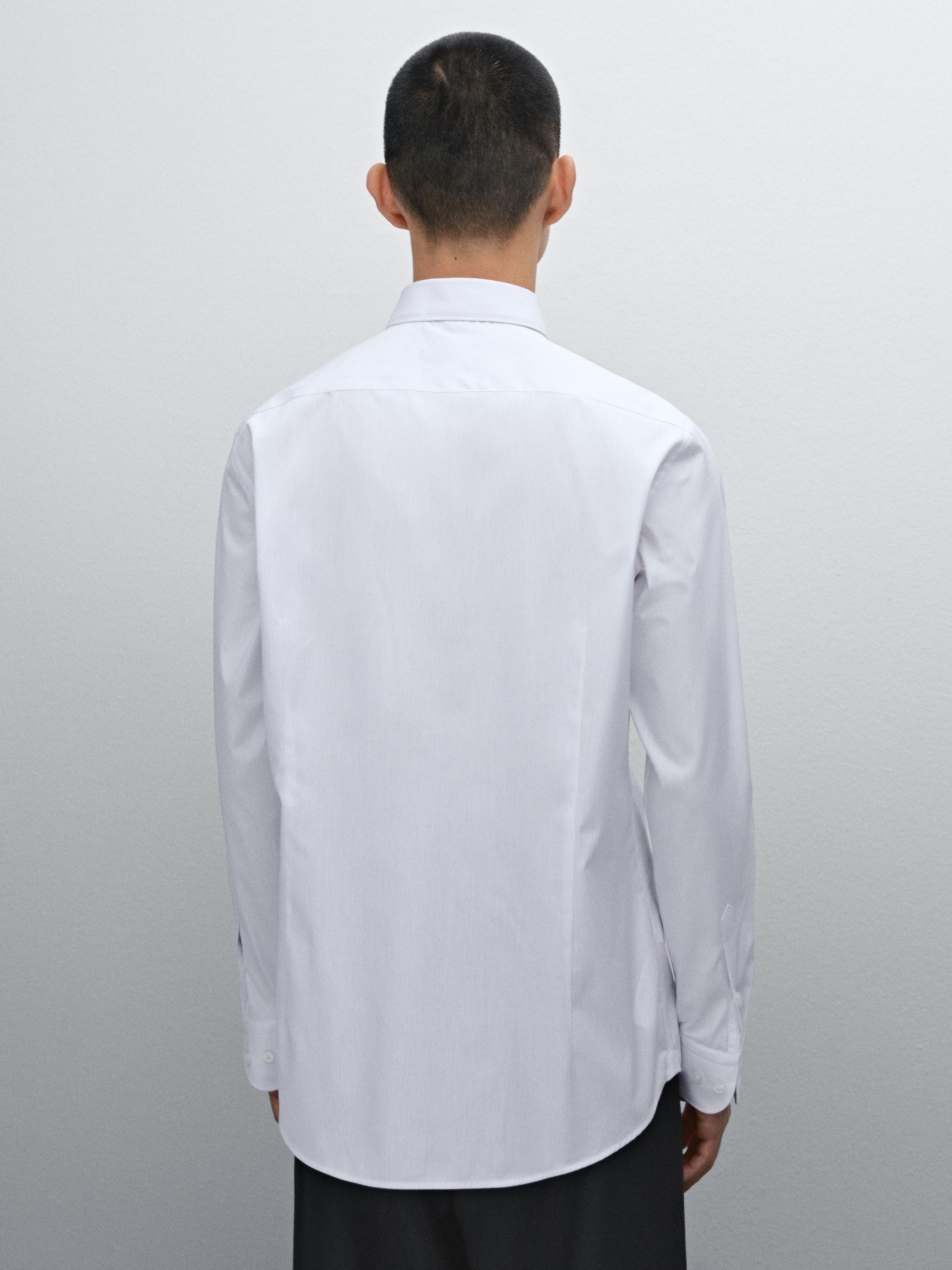 Chemise slim à rayures en coton