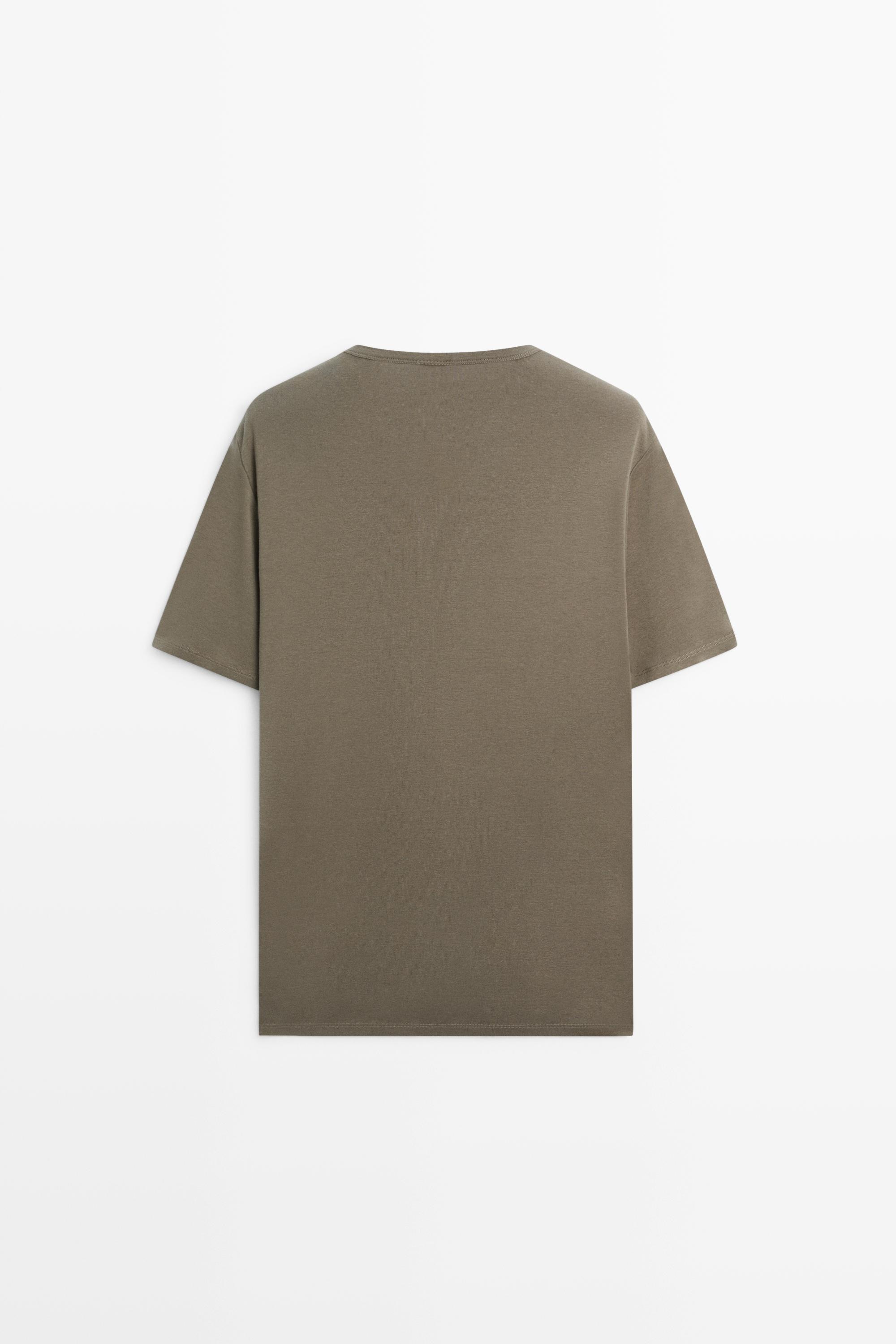 100% cotton short-sleeve T-shirt — KHAKI