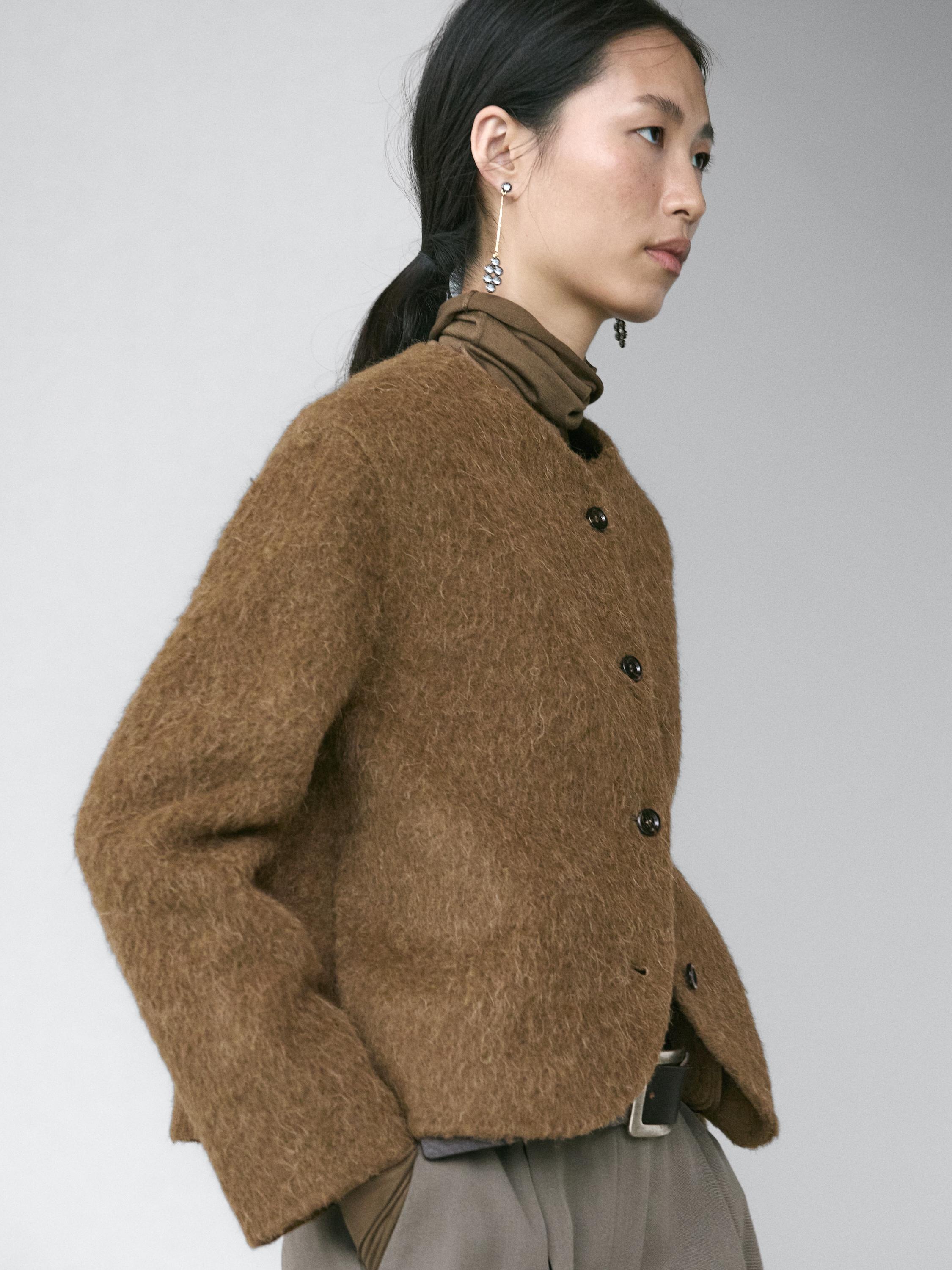 Chaqueta punto lana alpaca acabado cepillado