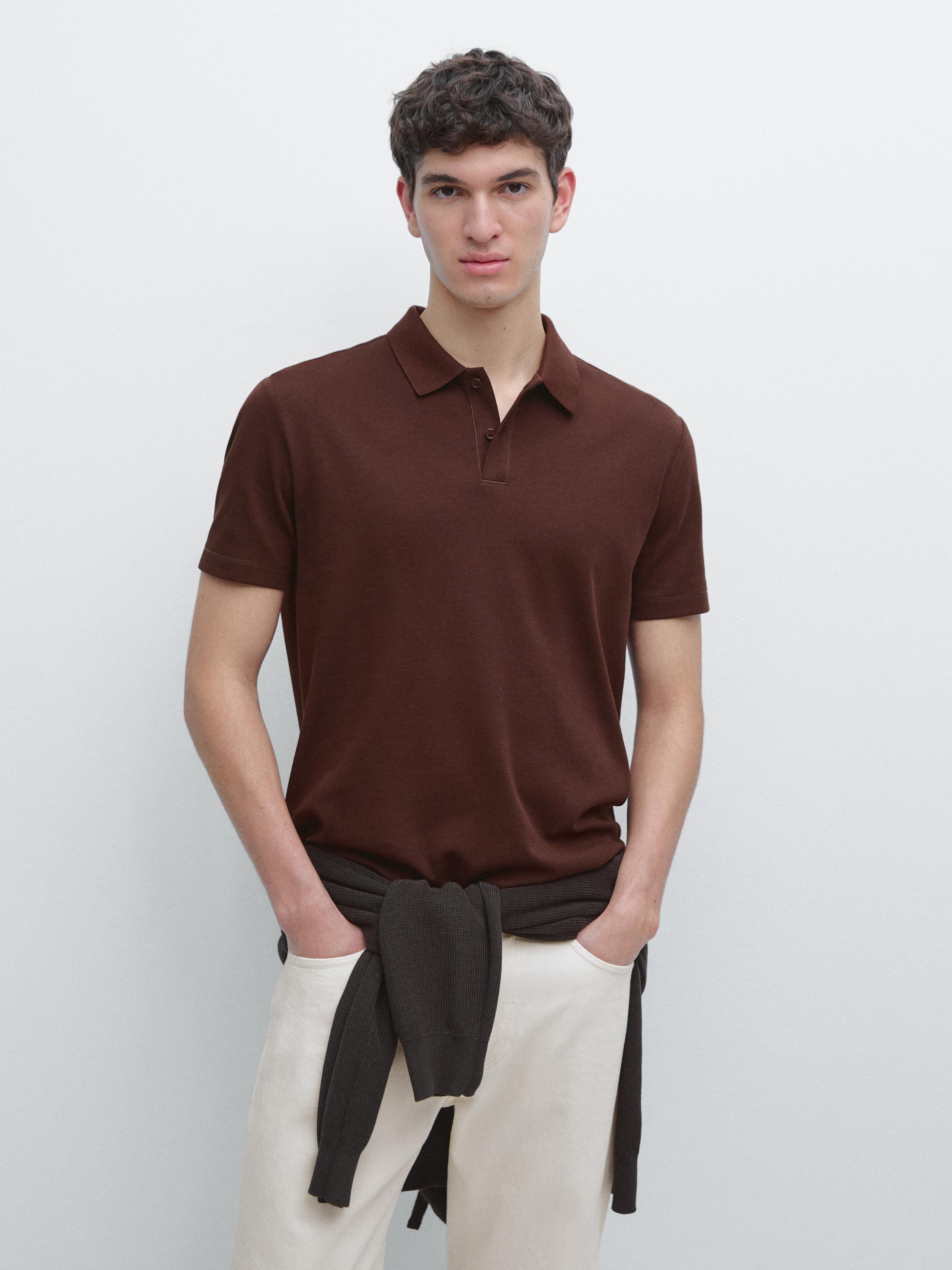 Cotton blend short sleeve polo shirt