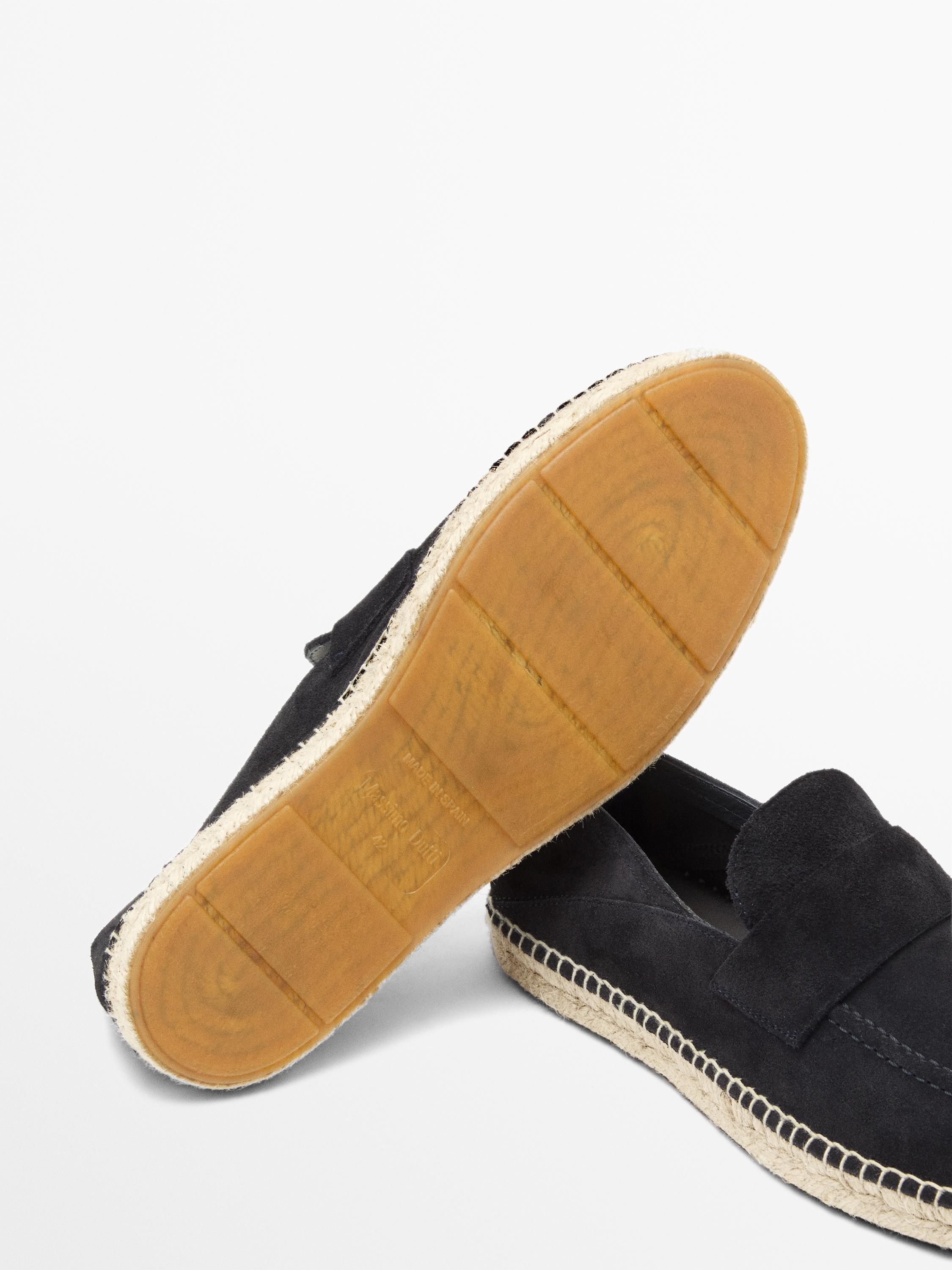 Split suede leather espadrille with piece — Dark blue