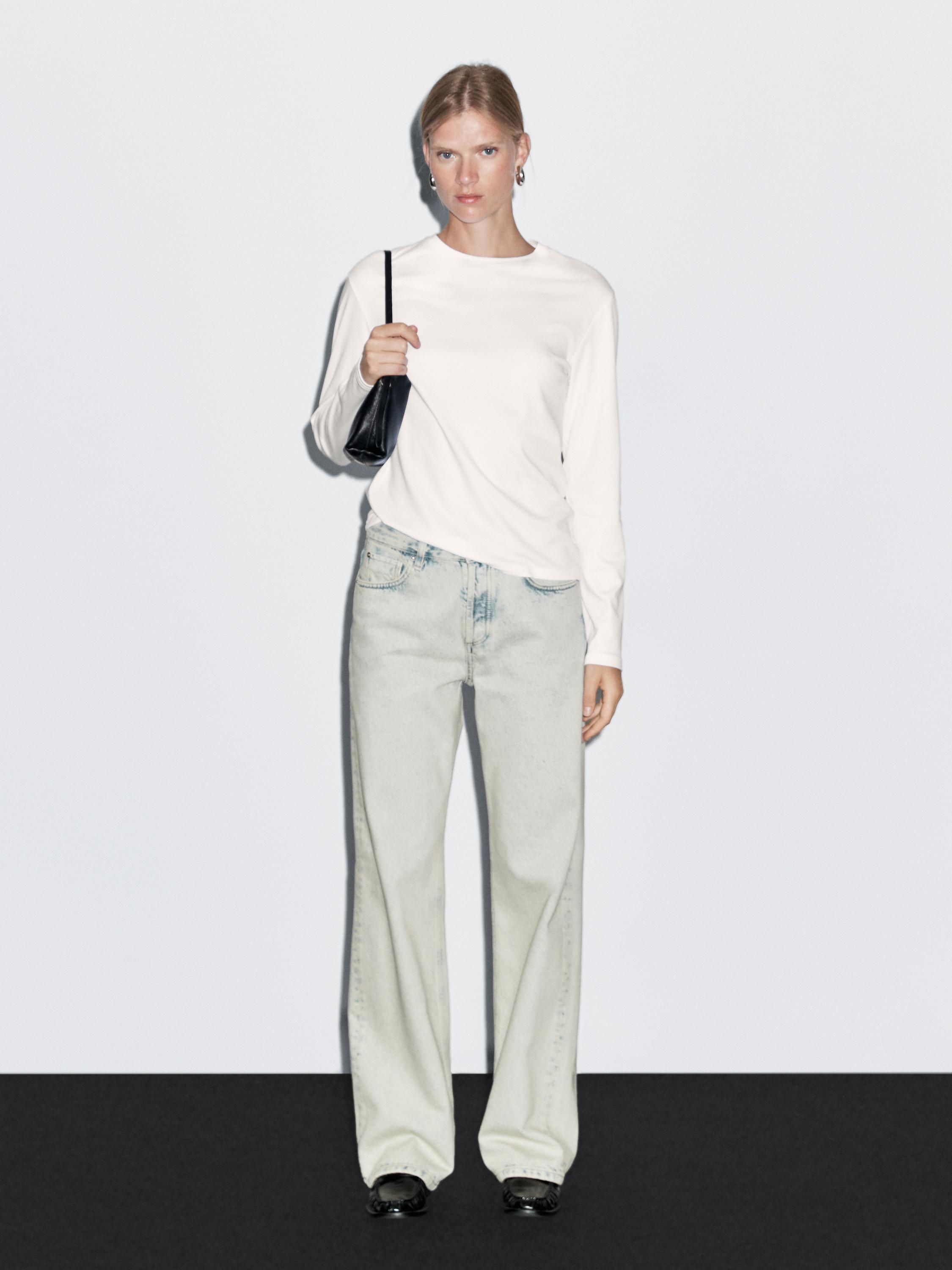 Jeans wide leg tiro medio