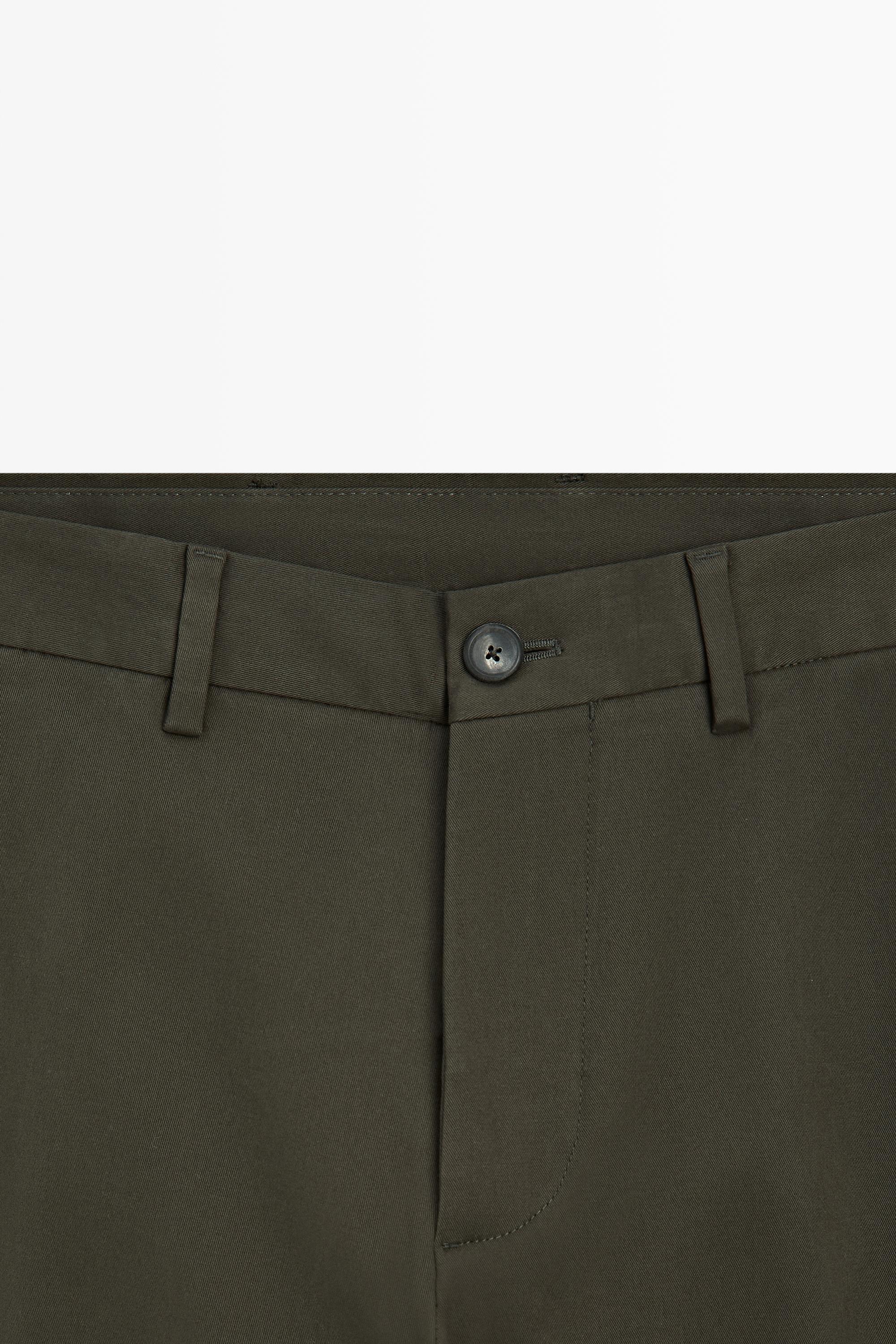 Cotton blend slim fit pants — KHAKI