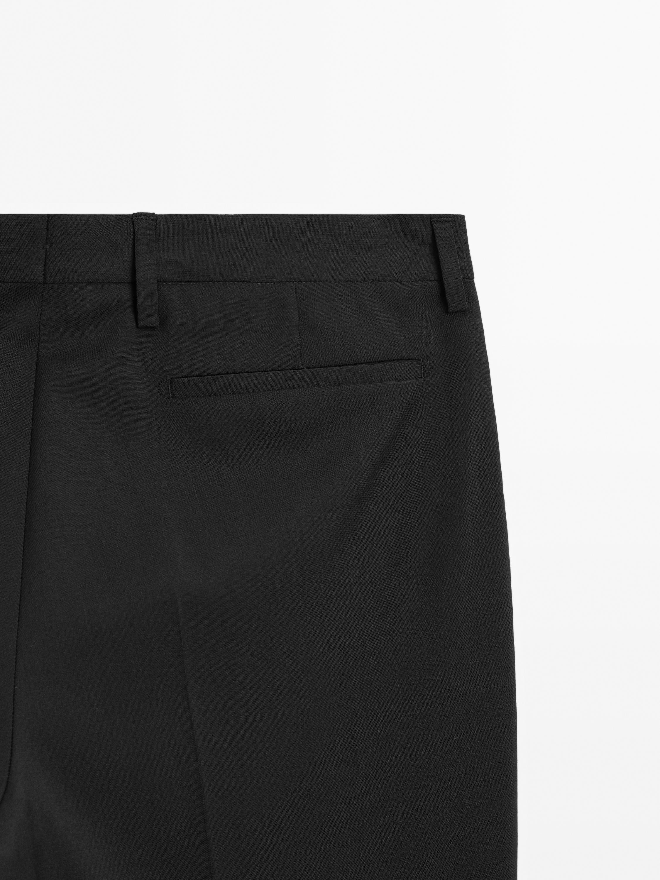 Plain wool suit trousers — BLACK