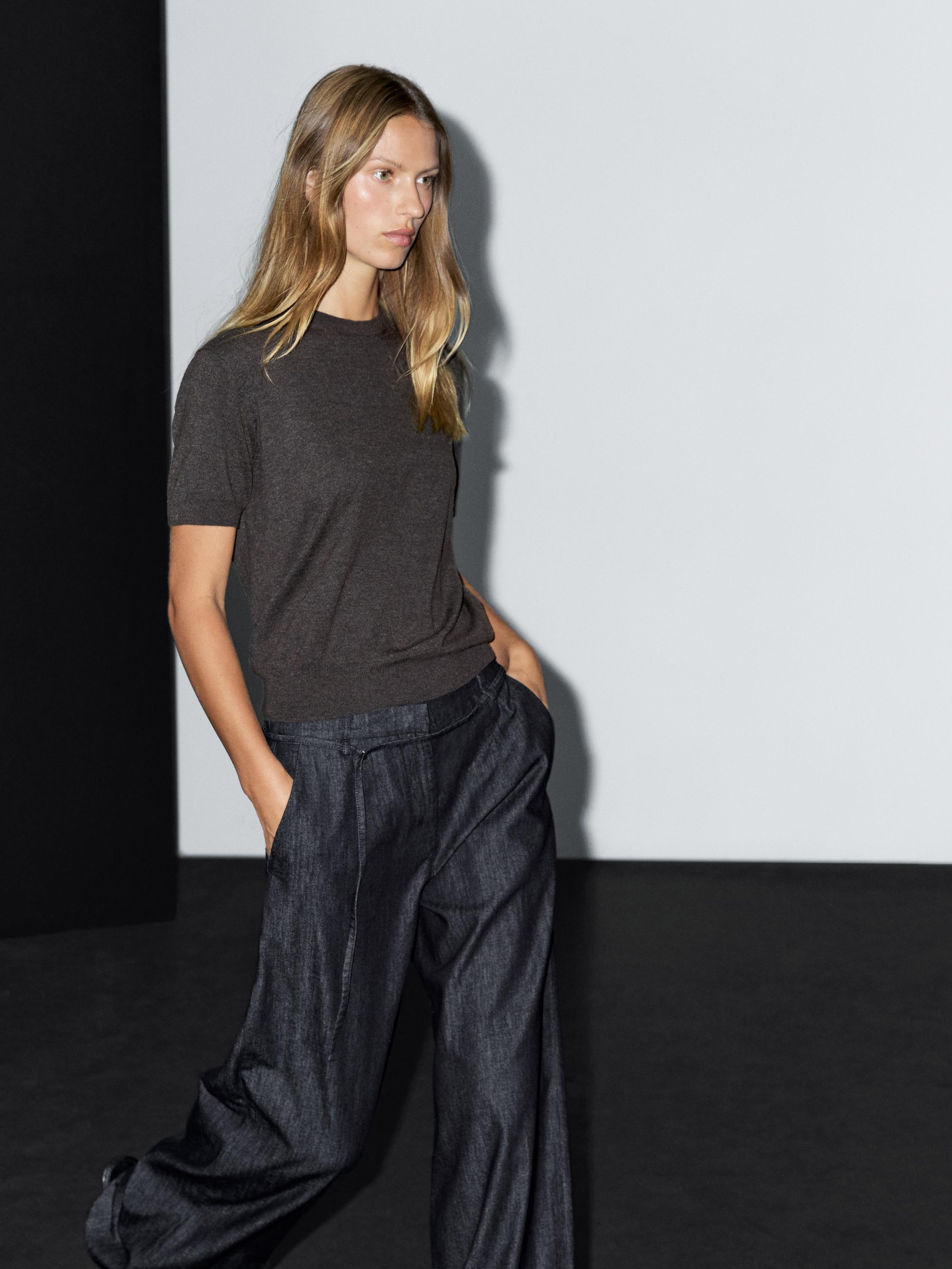 Jean large taille haute avec ceinture