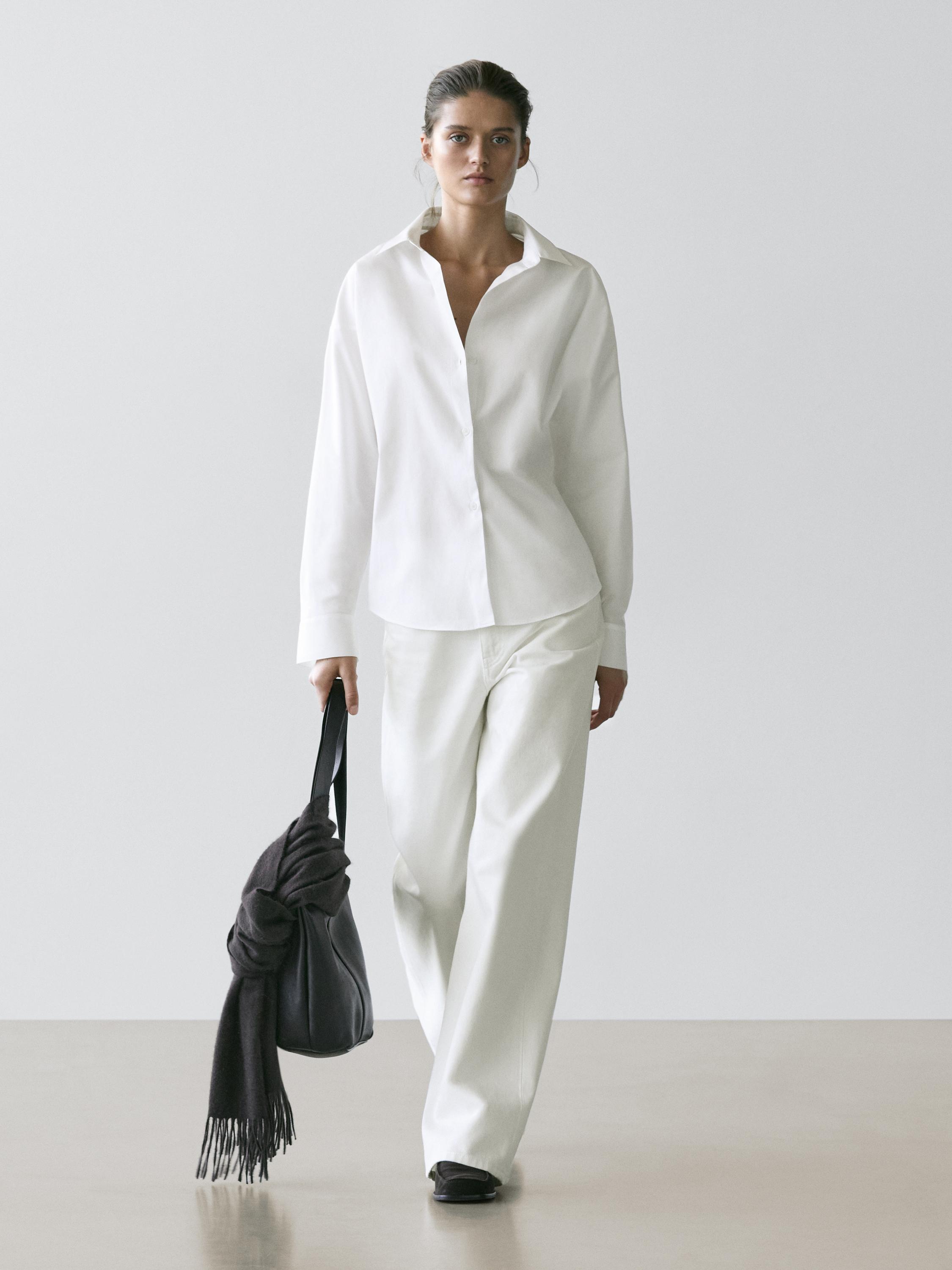 Skjorte i bomuldspoplin med lægdetalje