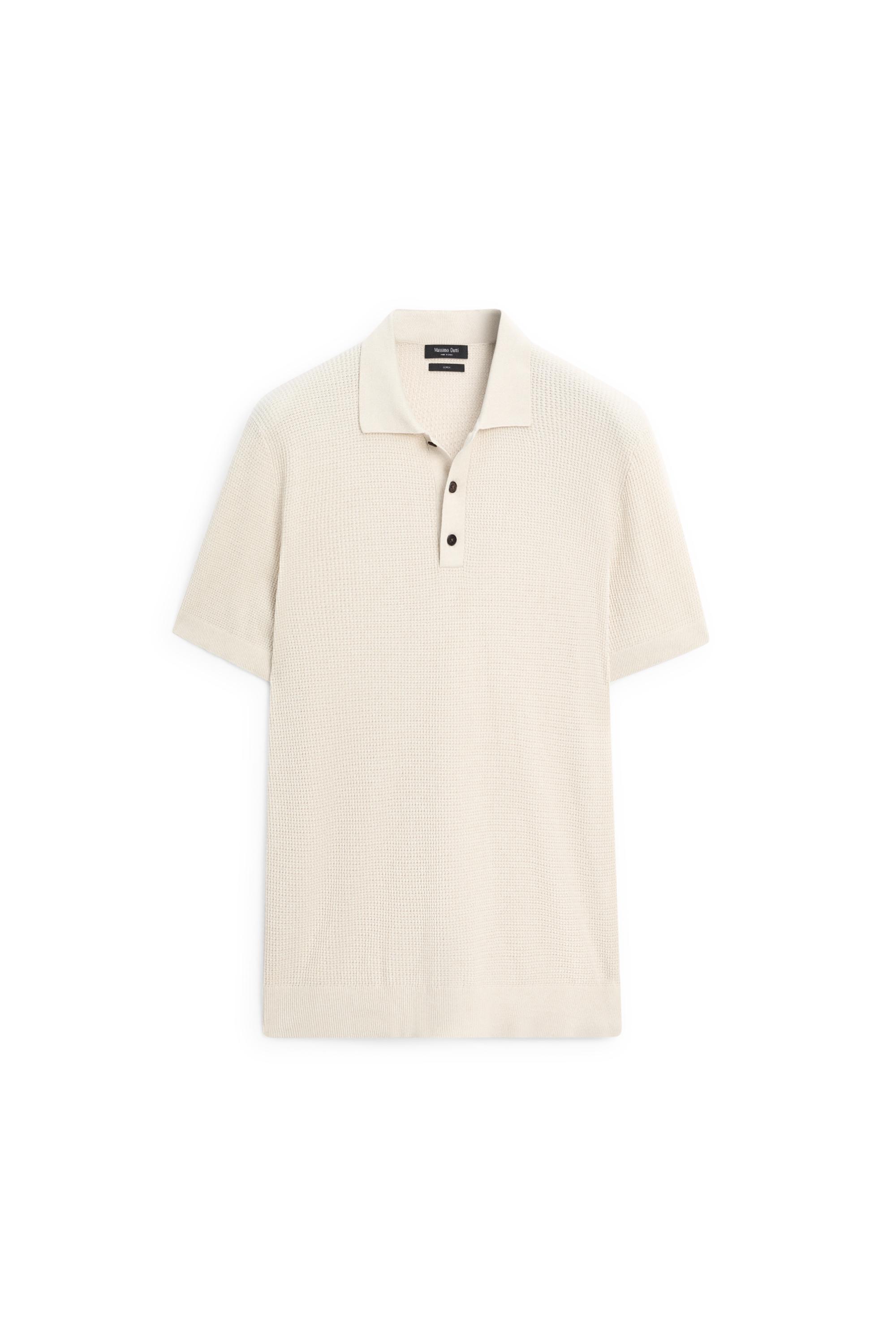 100% cotton button-collar polo shirt — CREAM