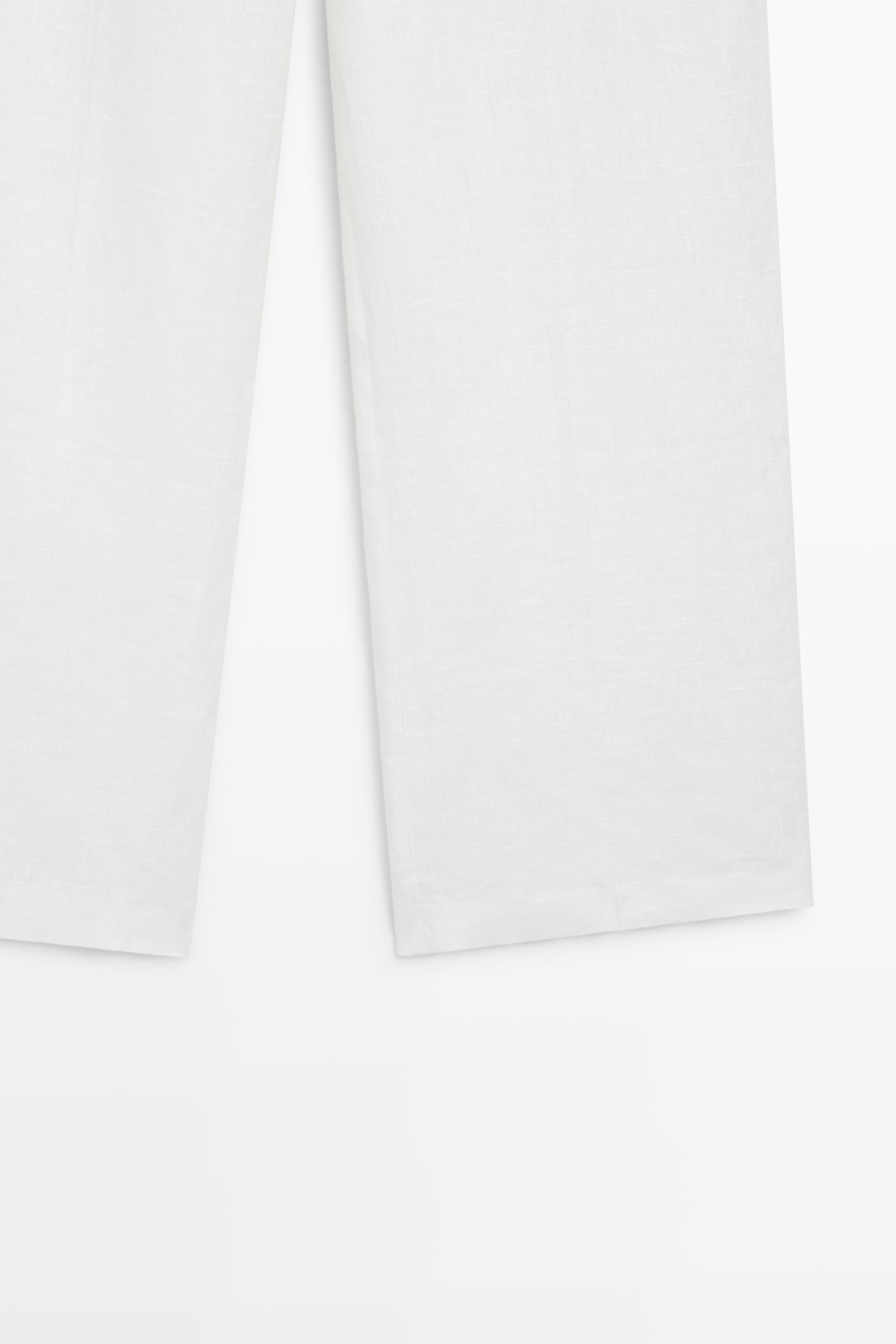 100% linen pants with darts — Off white