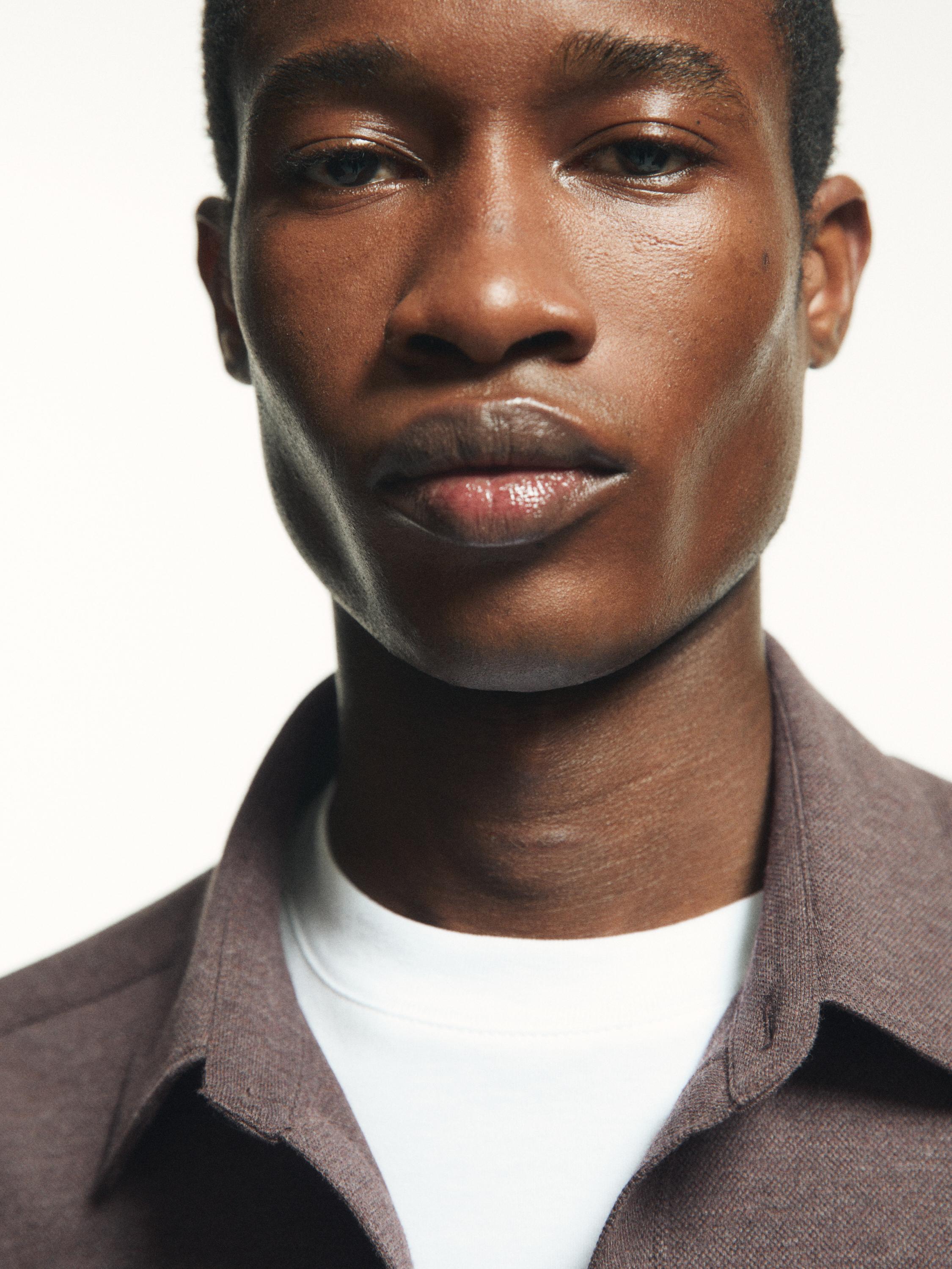 Regular fit melange shirt — BROWN