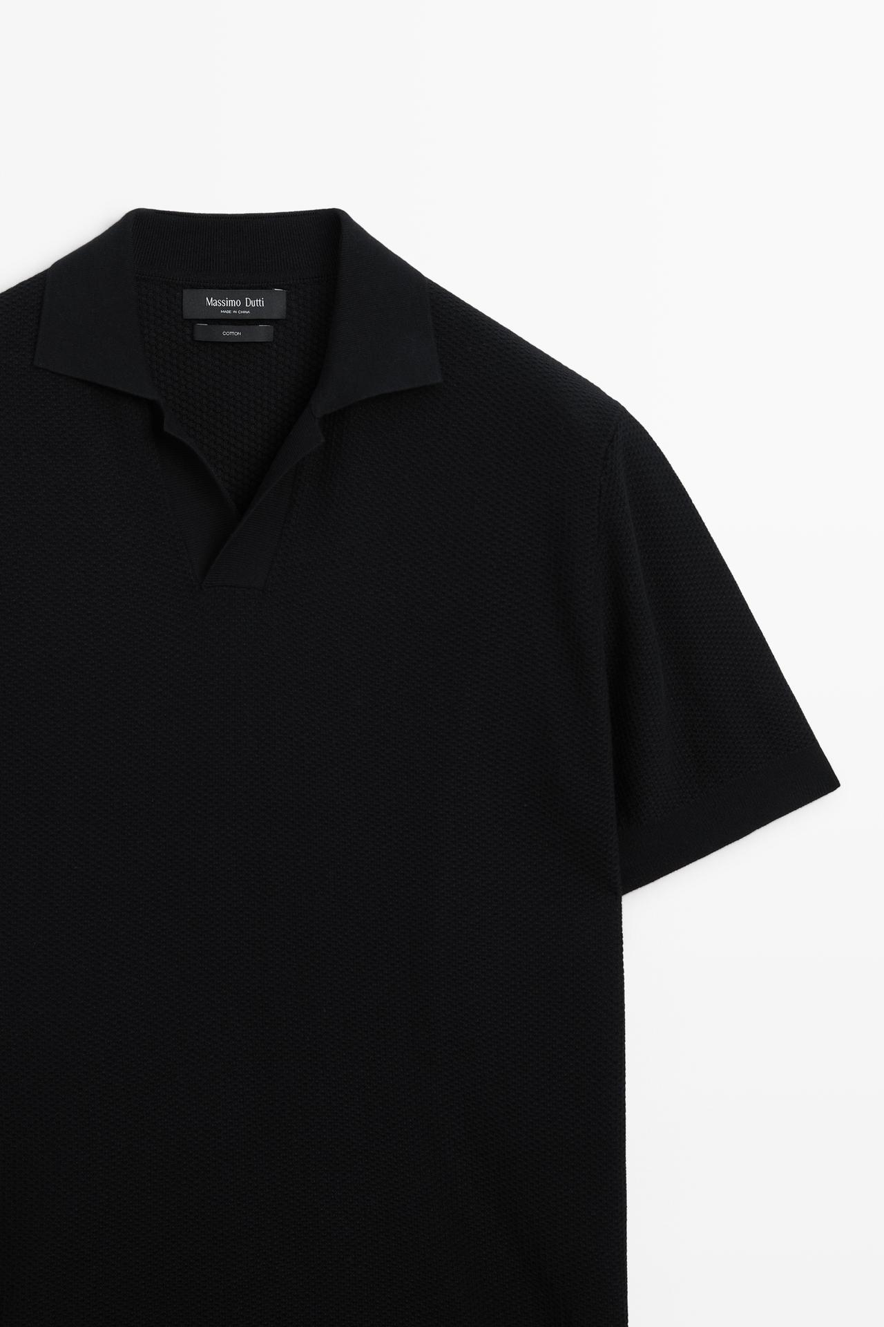 100% cotton knit polo — NAVY BLUE