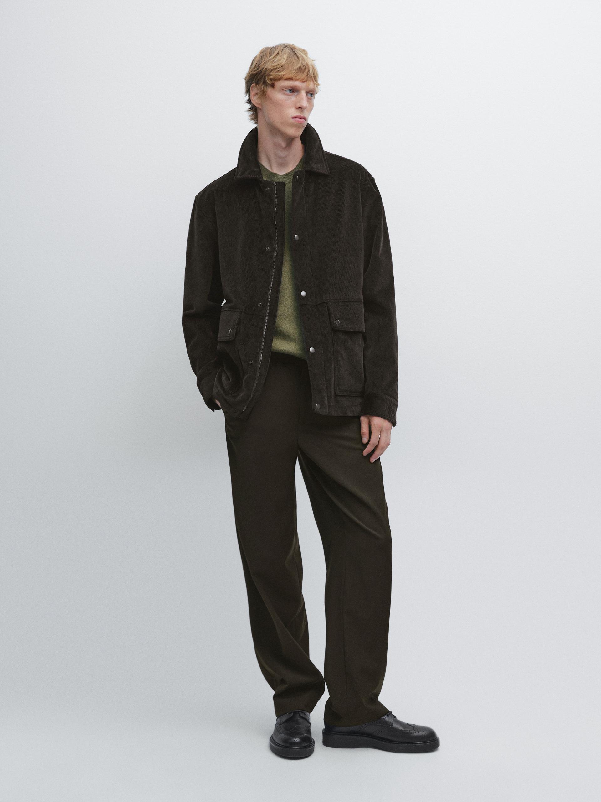 Veste En Velours Côtelé - Chocolat - L - Massimo Dutti - Homme
