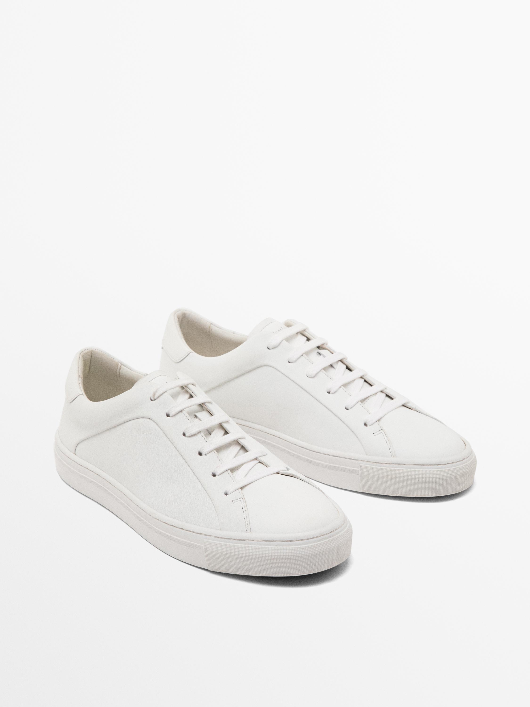 Split suede trainers — WHITE