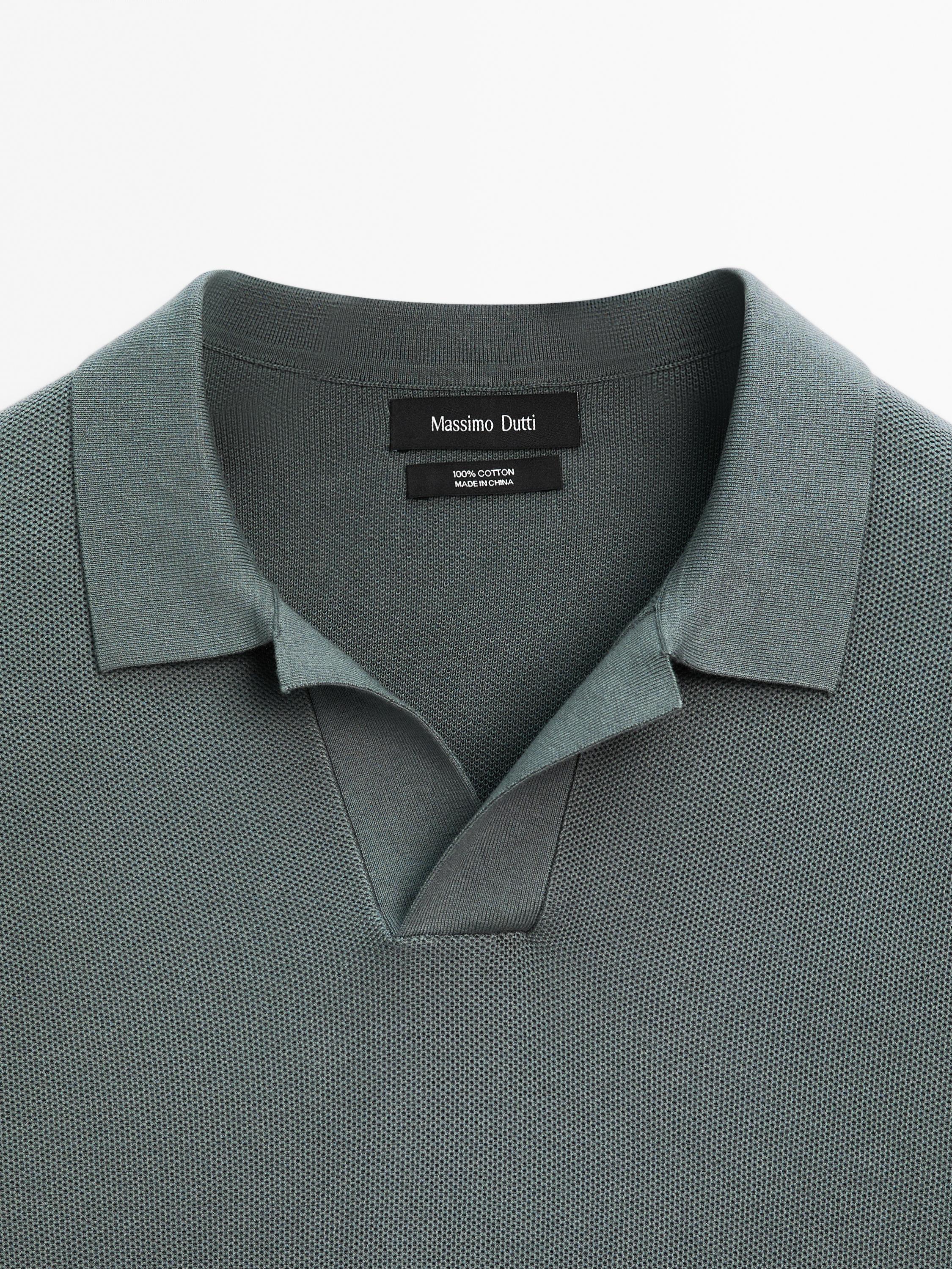 100% cotton knit polo collar sweater