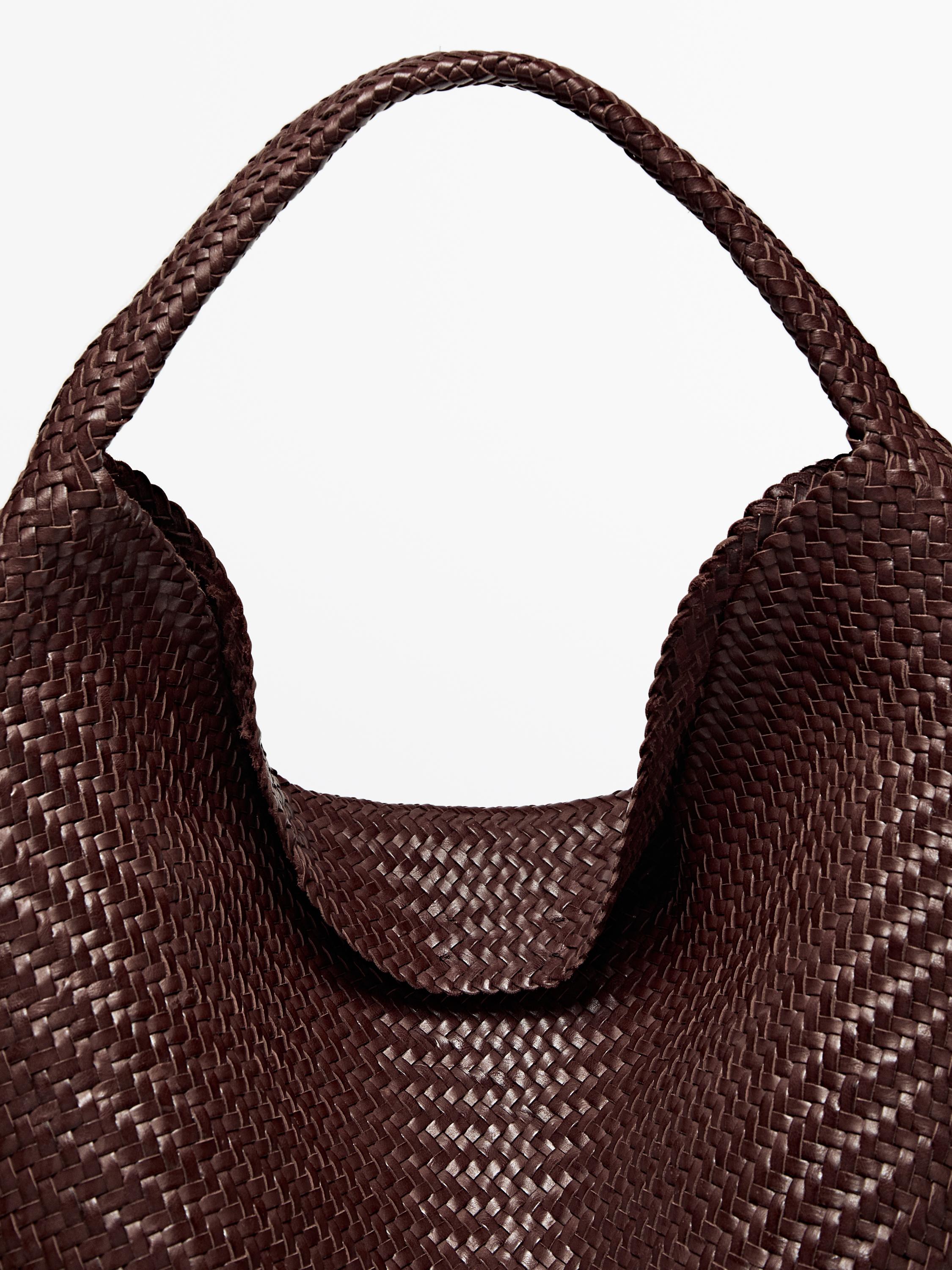 Nappa leather woven maxi tote bag