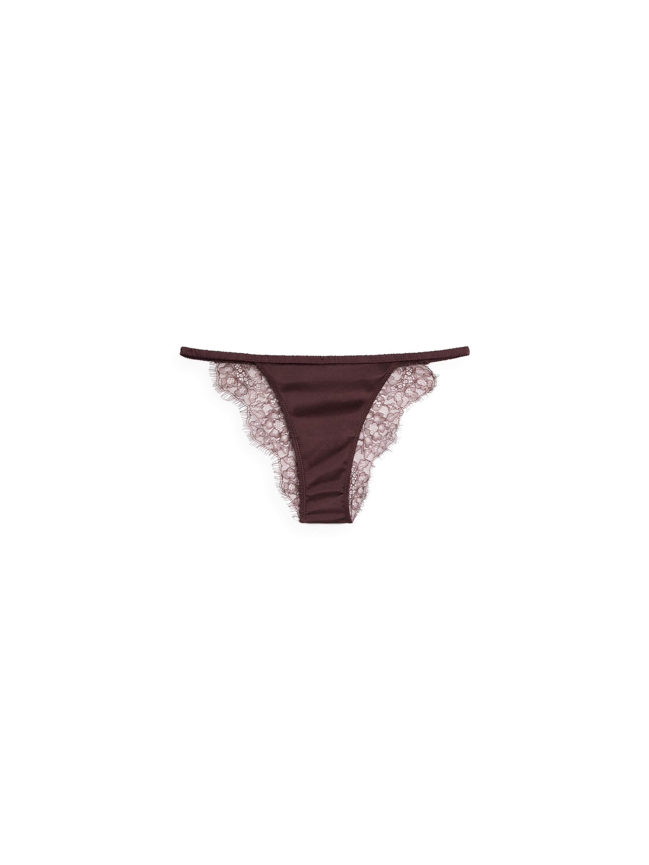 Silk briefs with lace detail — BROWN