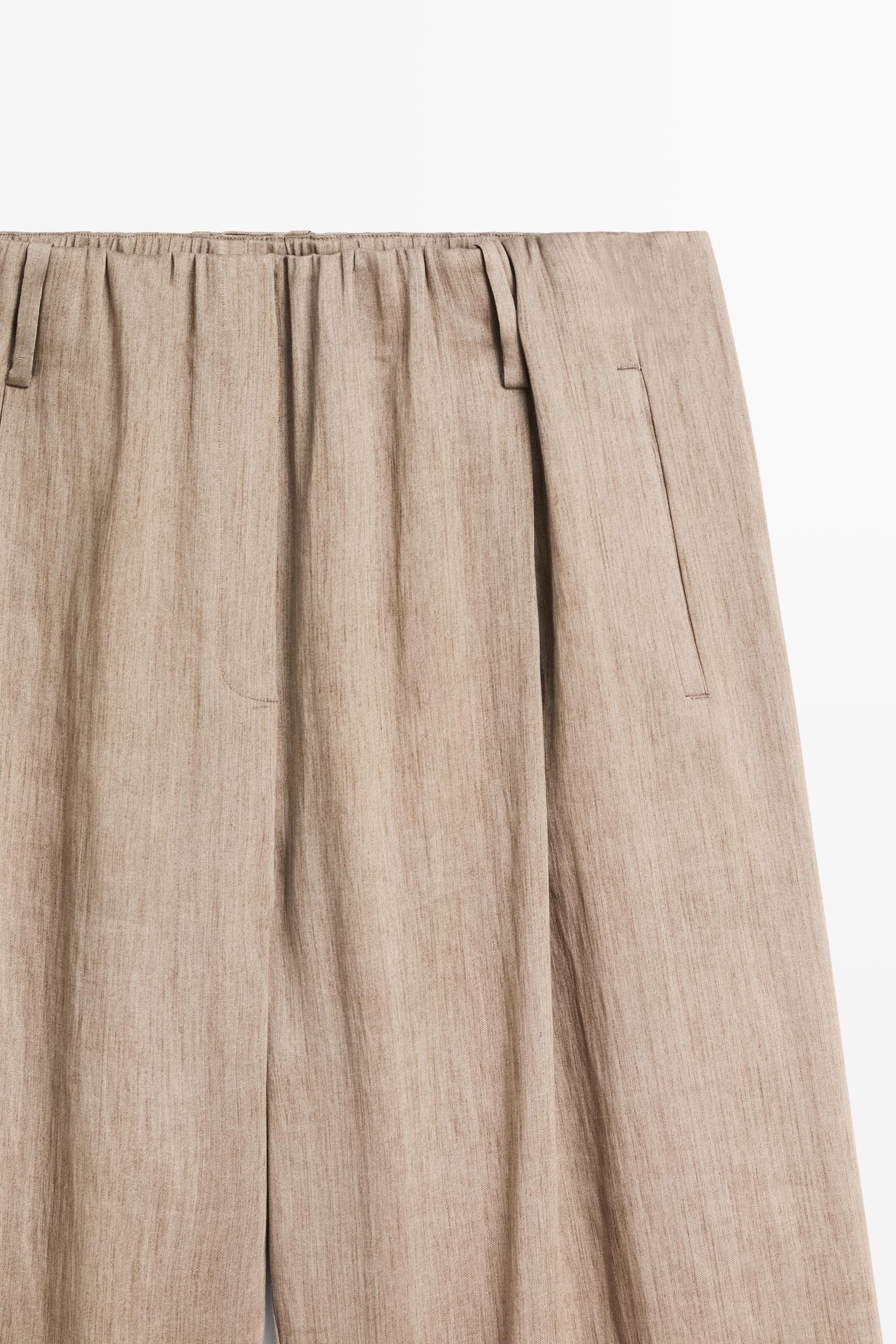 Satin pleated pants with elastic detail - STUDIO — STONE
