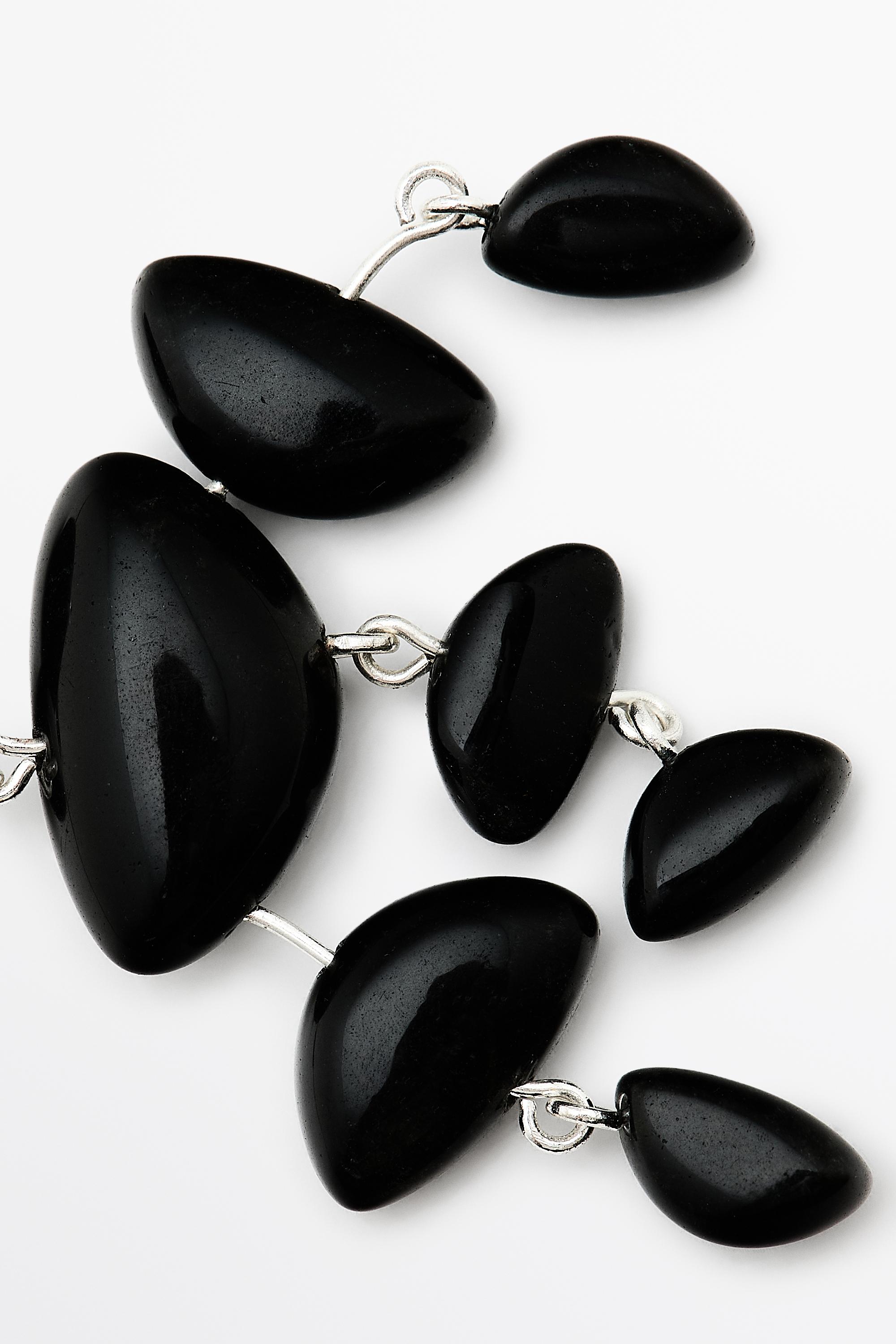 Large gemstone dangle earrings — BLACK