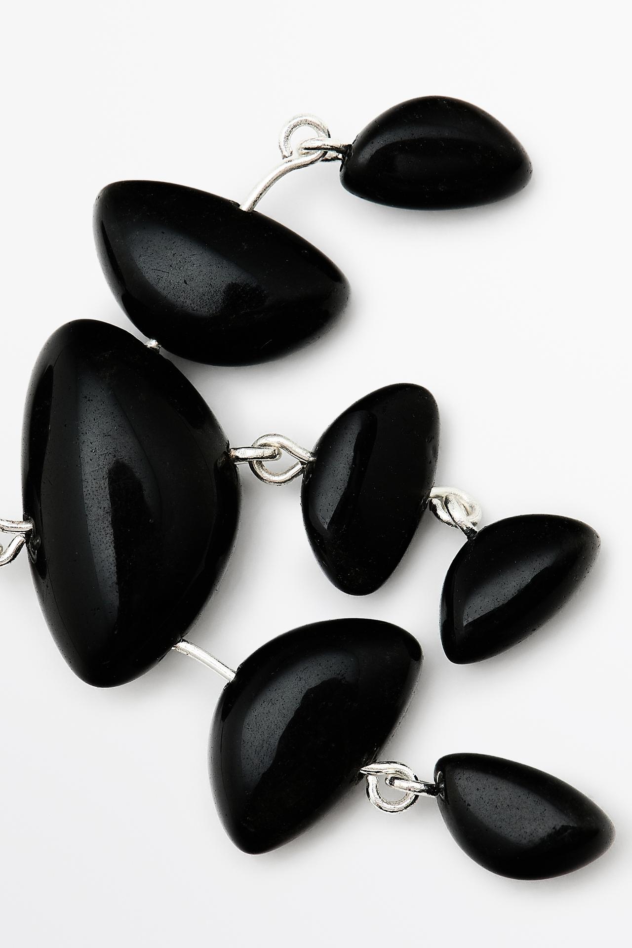 Large gemstone dangle earrings — BLACK