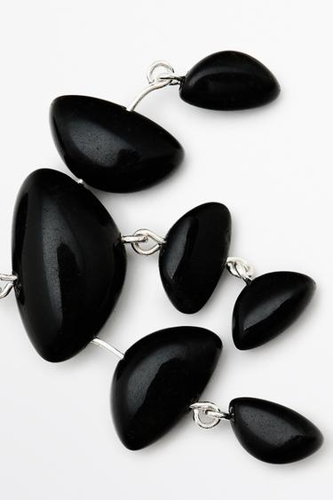 Large gemstone dangle earrings — BLACK 3
