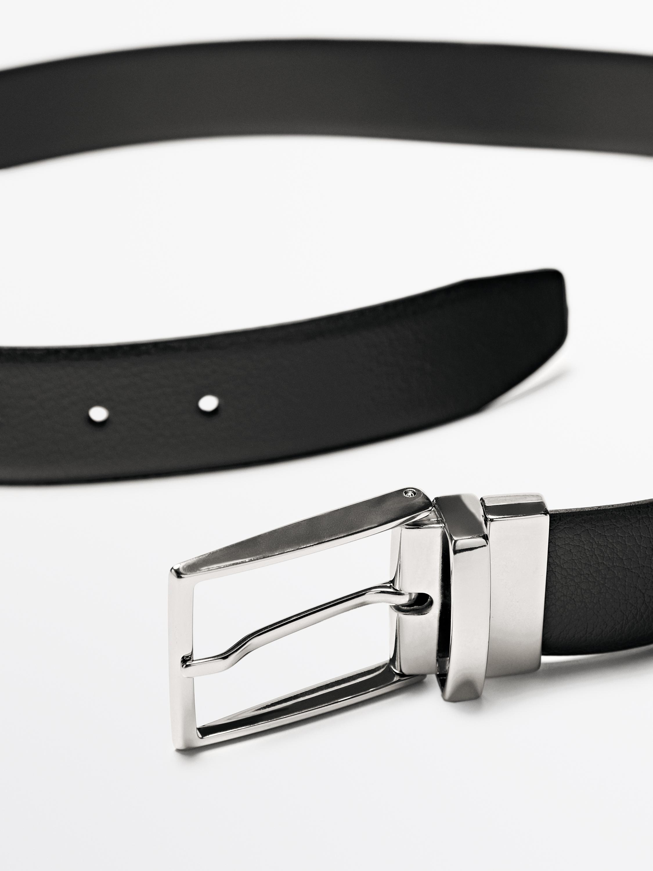 Reversible nappa leather belt — BLACK