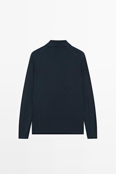 100% merino wool knit polo sweater — NAVY BLUE 6