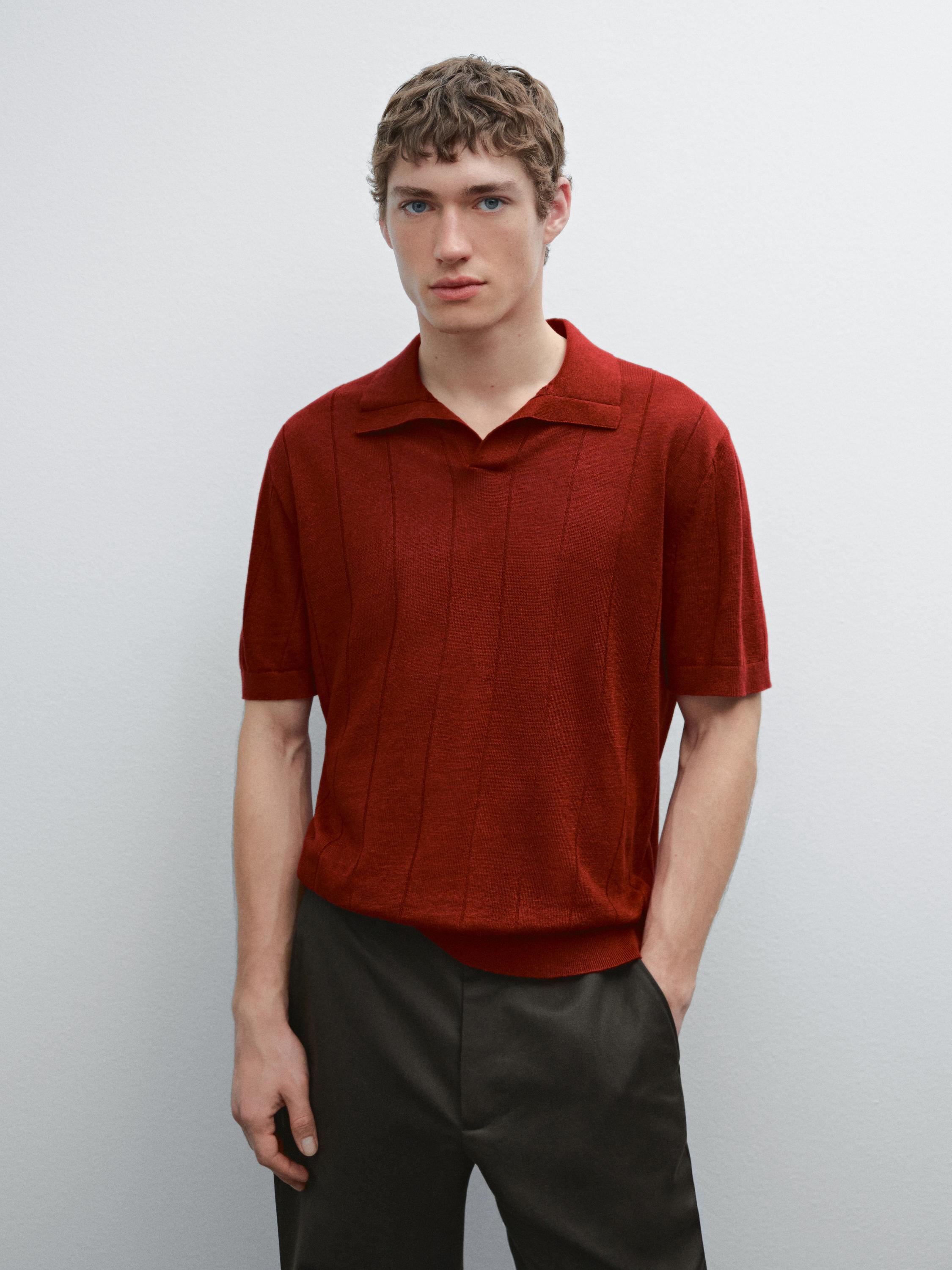 Jersey punto cuello polo lino