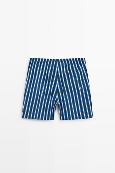 Tri-color striped swimming trunks — DEEP BLUE 3