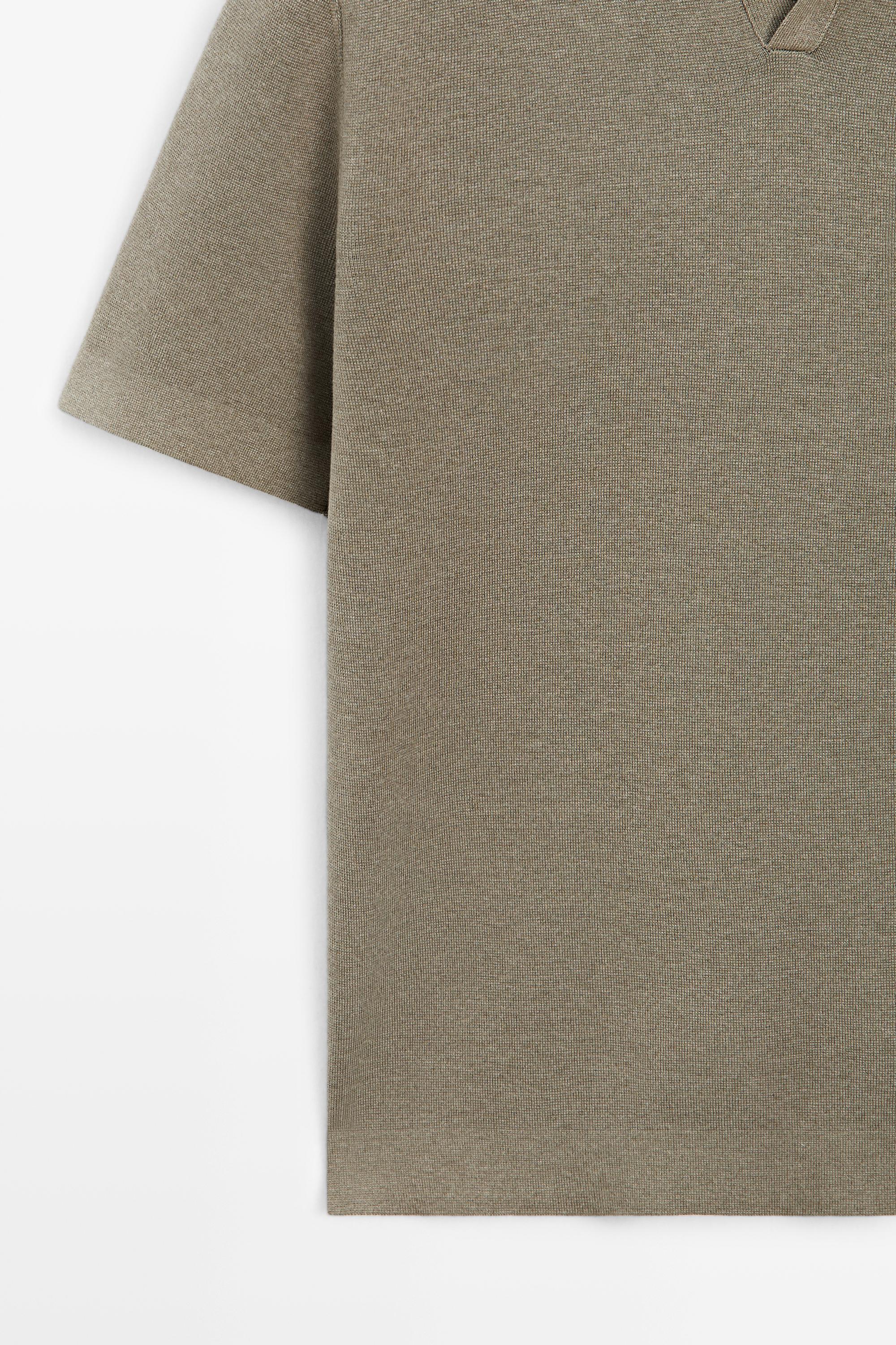 Flowing cotton blend knit polo shirt — GREEN
