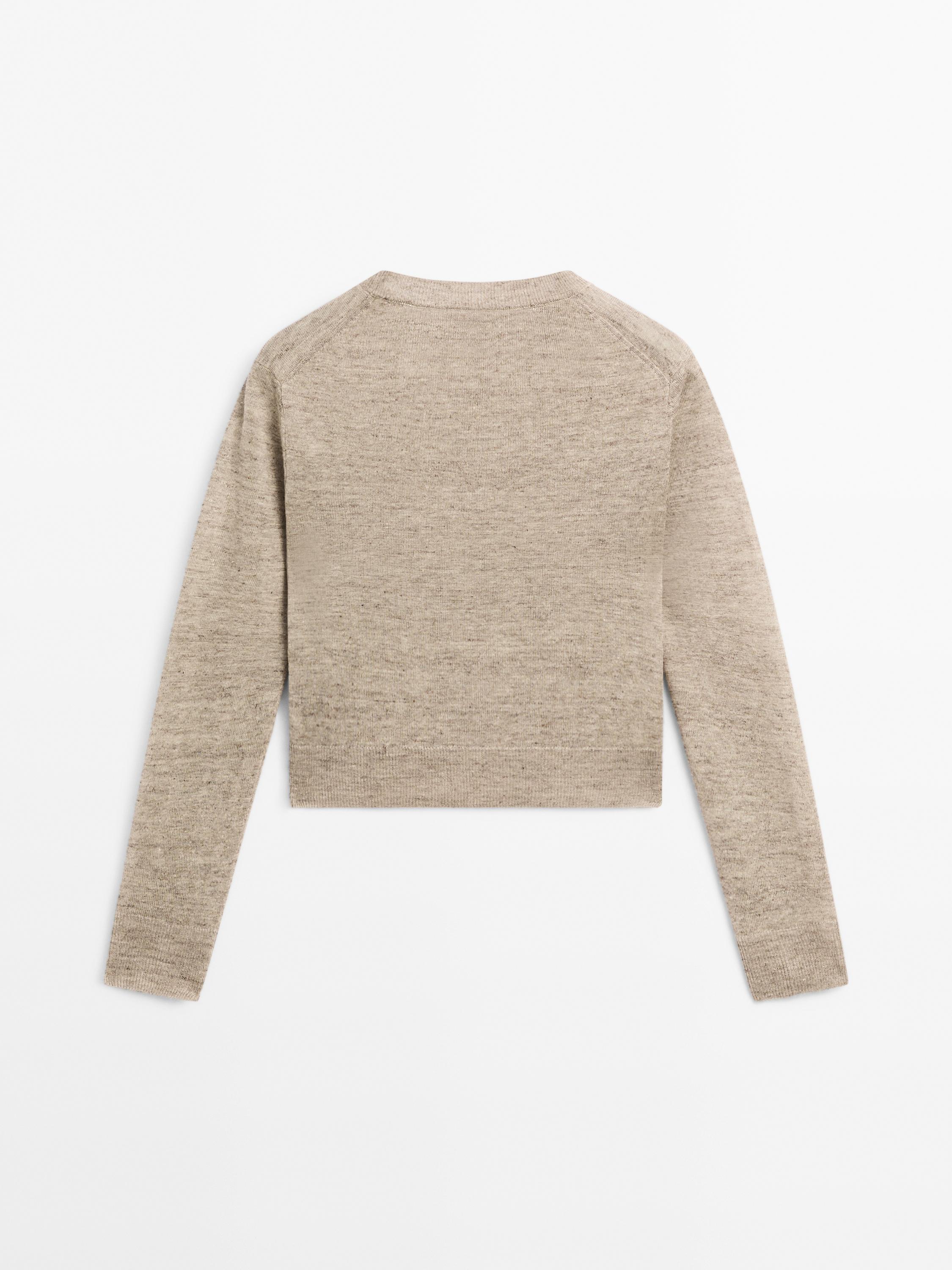 100% linen melange knit sweater