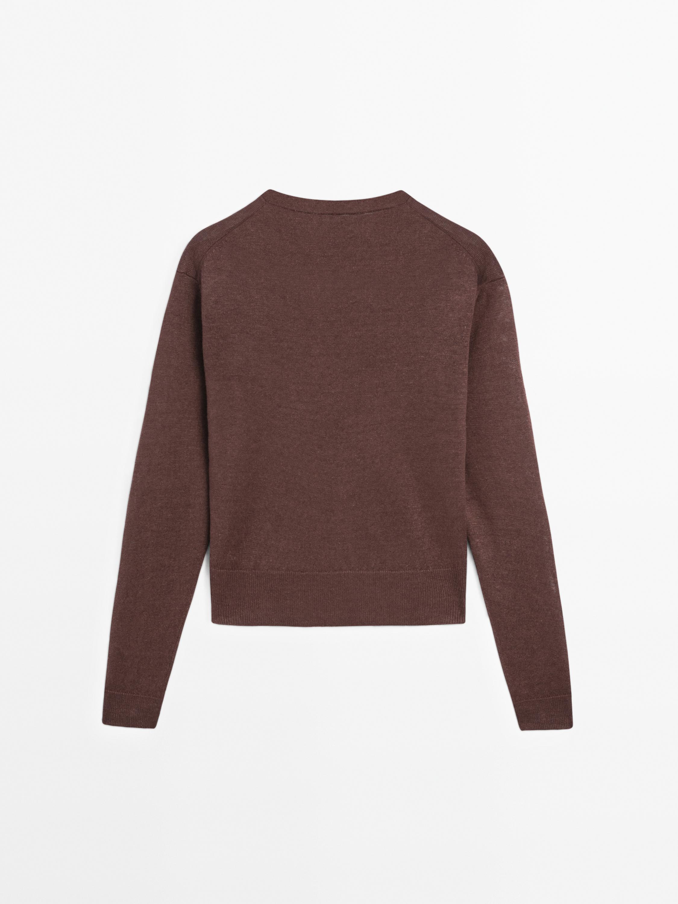 100% linen knit crew neck sweater