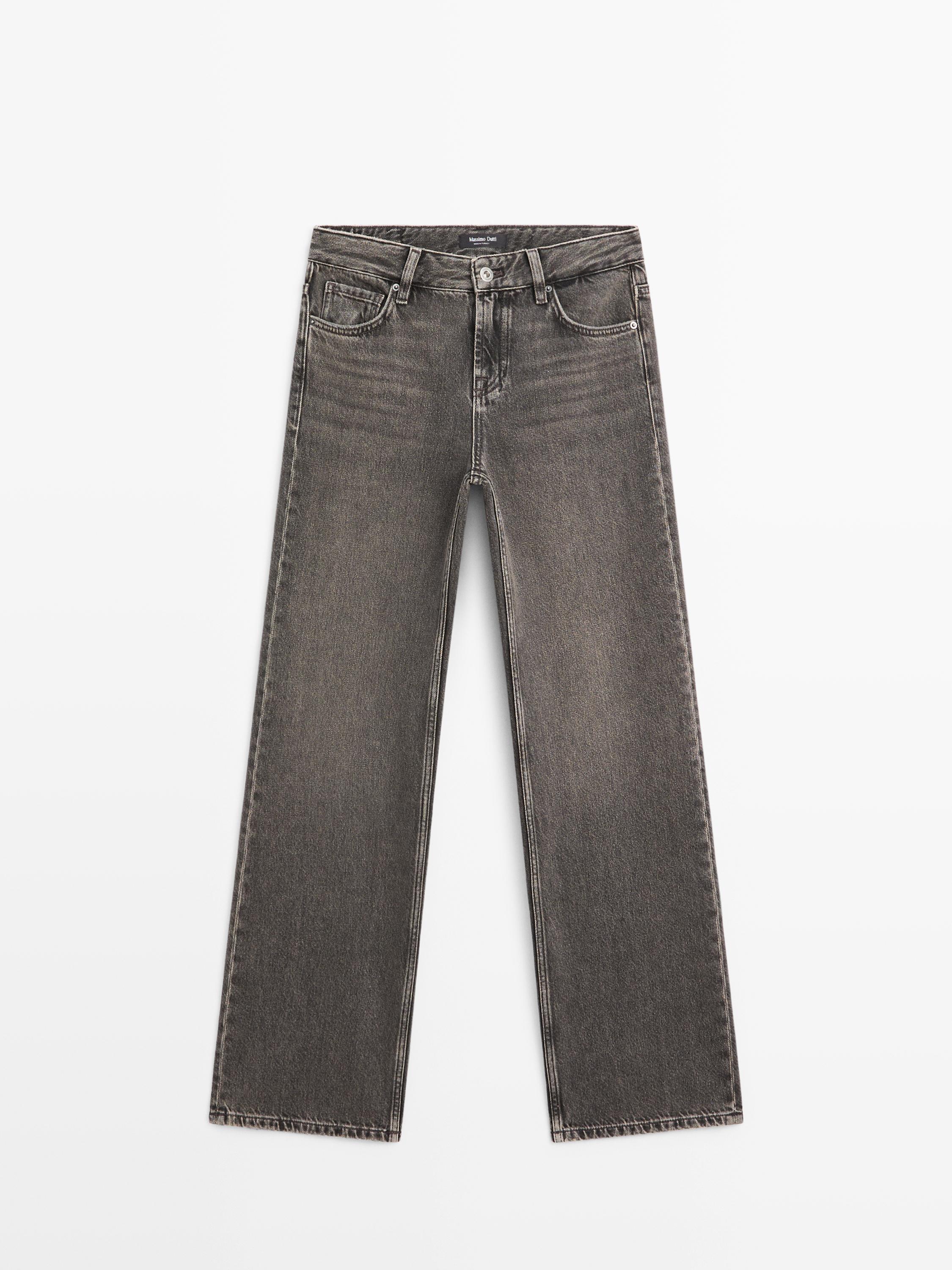 Straight-leg low-rise jeans — NATURAL GREY
