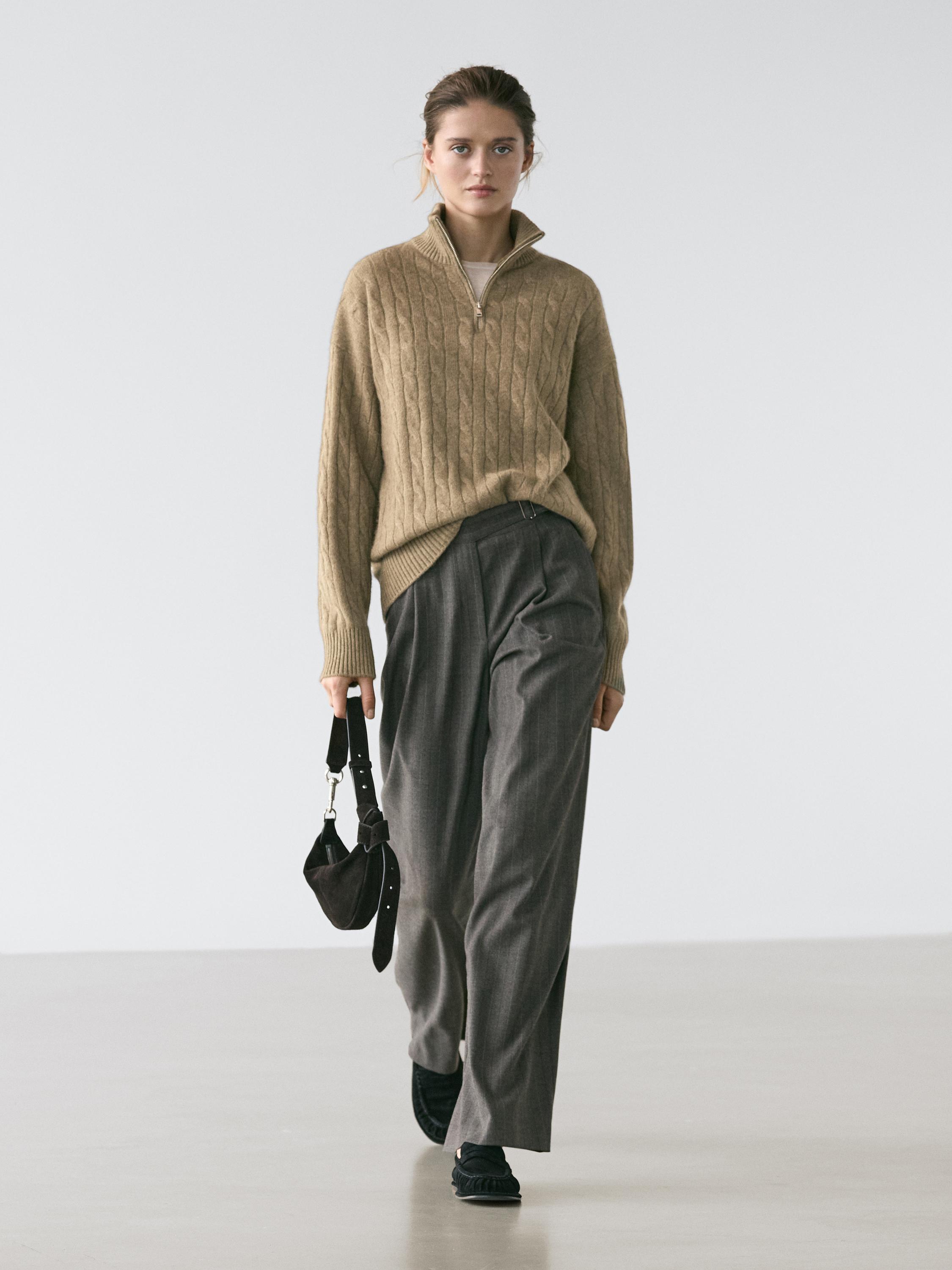 Rollkragenpullover aus 100 % Kaschmir mit Reißverschluss