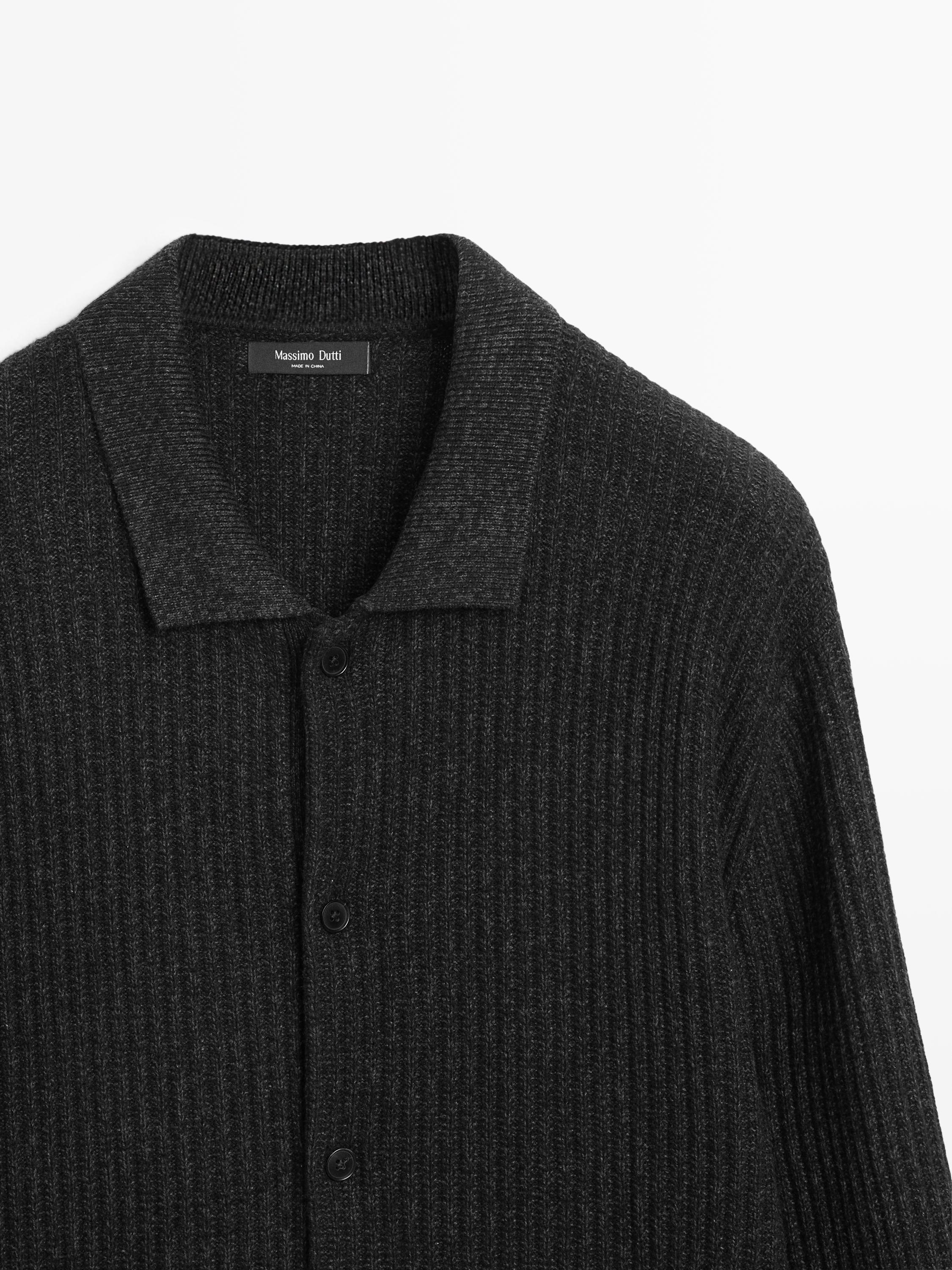 Knit cotton and wool blend cardigan with buttons