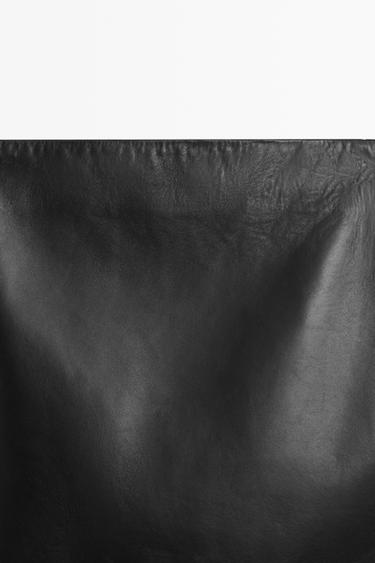 Nappa sheepskin leather mini skirt — BLACK 4