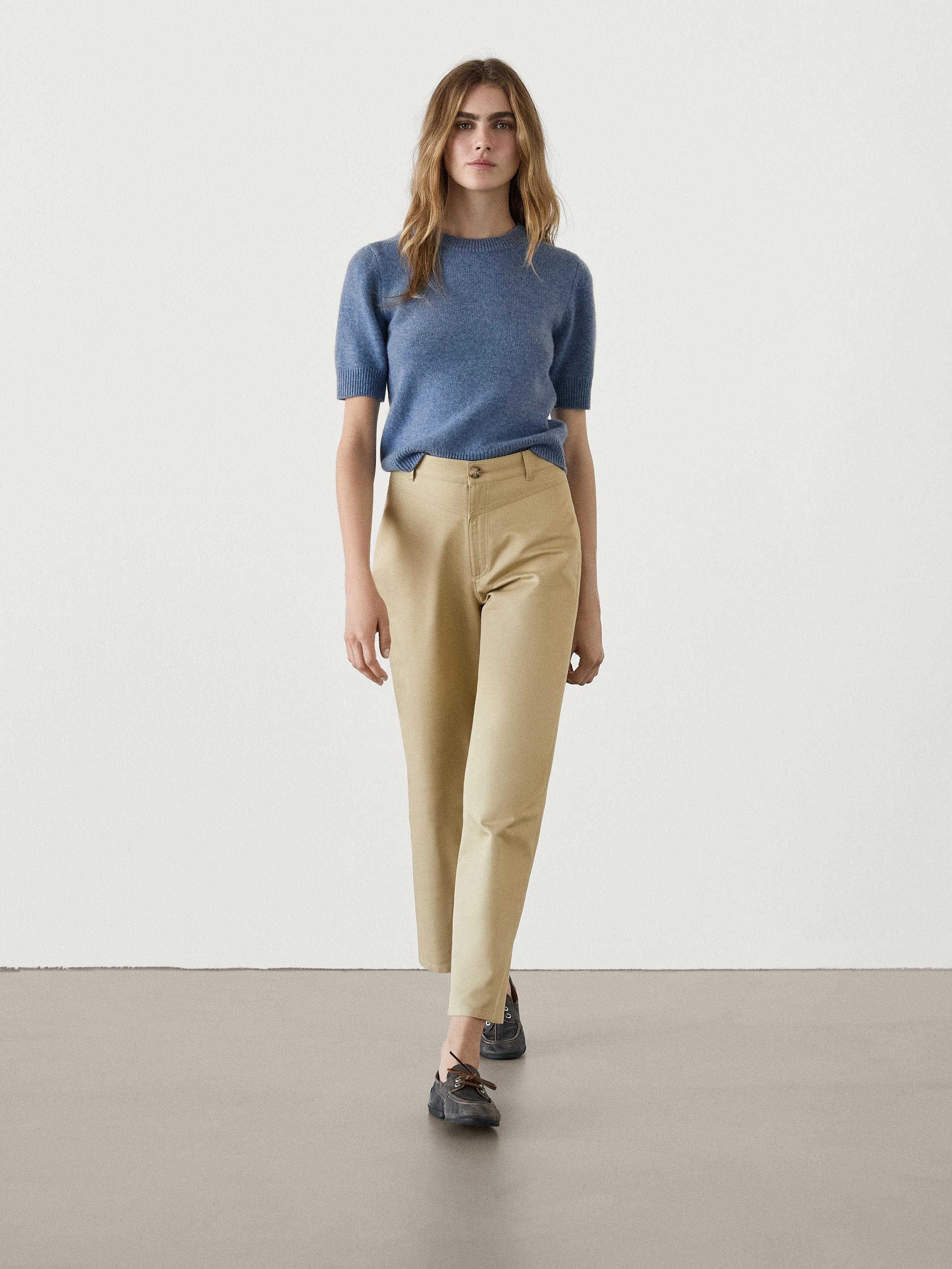 Straight-leg cropped cotton trousers