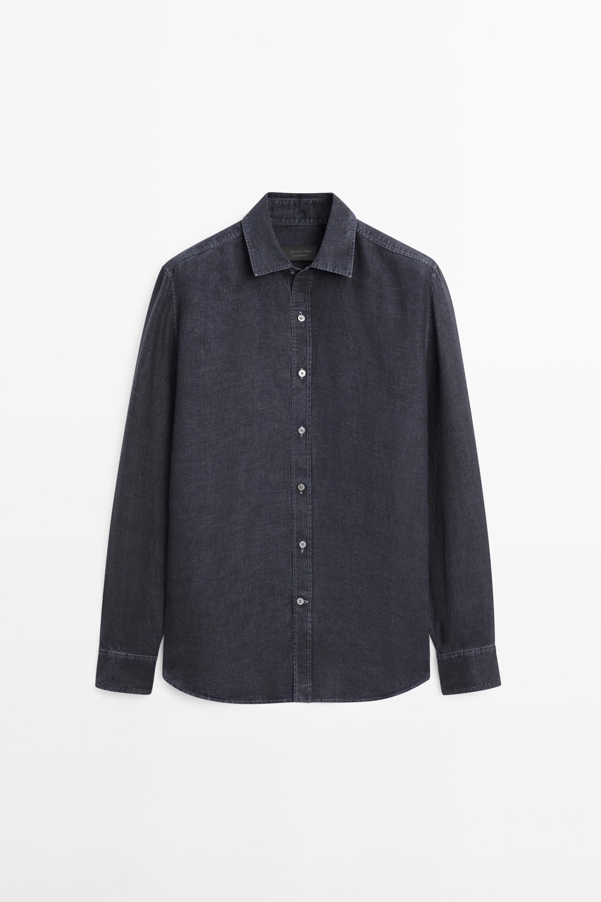 100% linen regular fit shirt — INDIGO