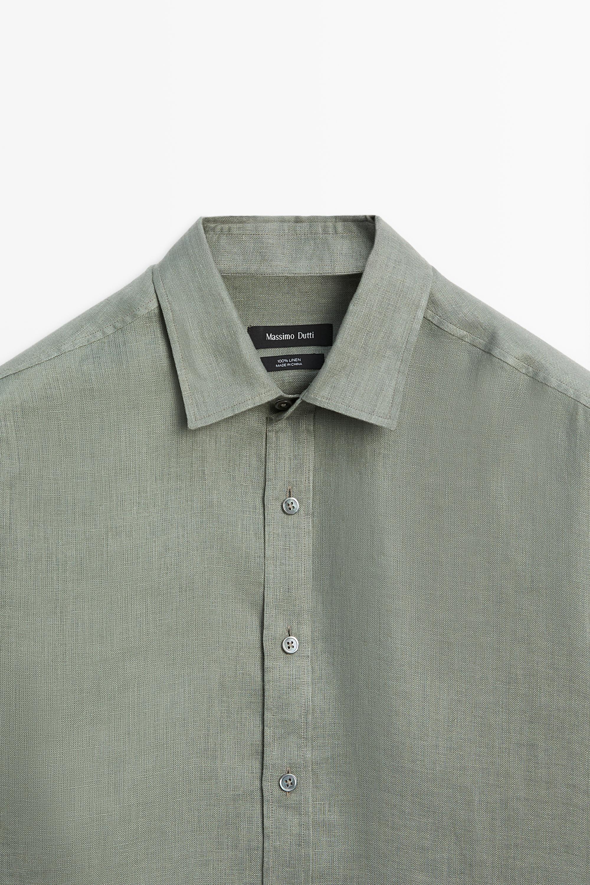 Camisa regular fit 100% lino