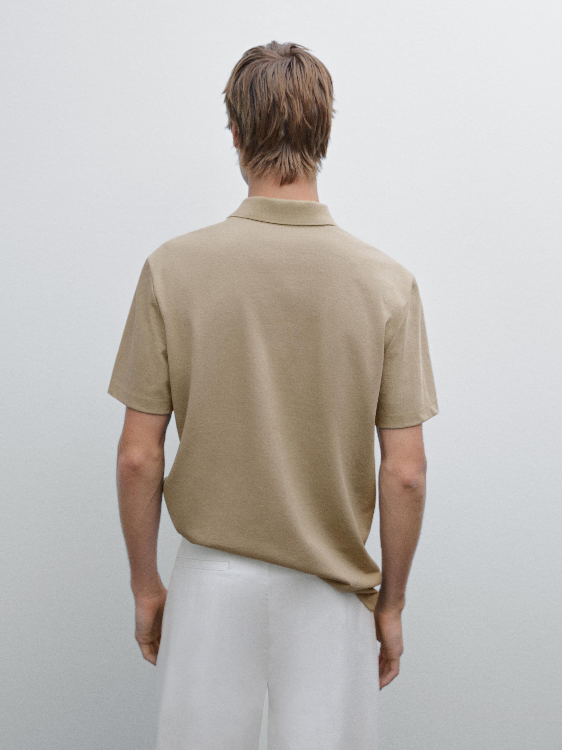 Cotton blend short sleeve polo shirt