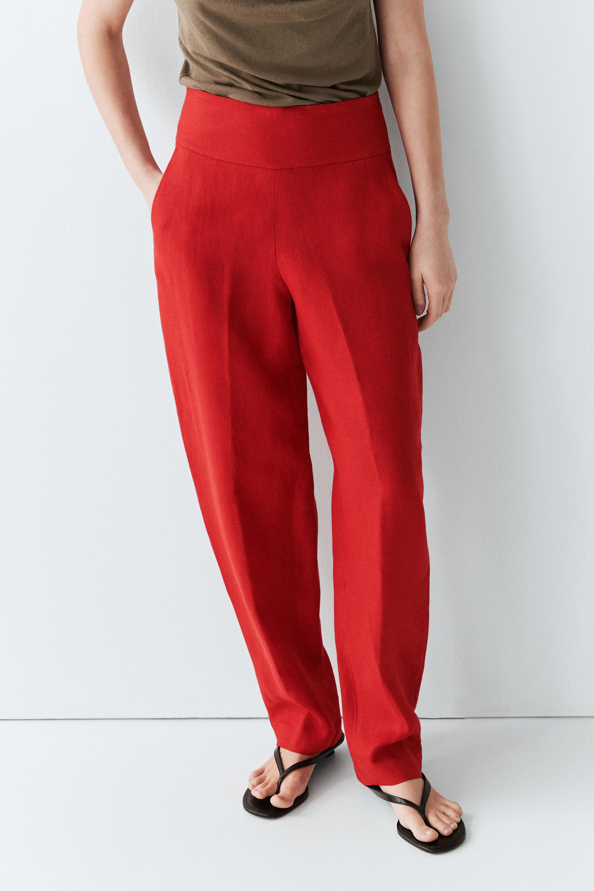 Voluminous linen trousers — RED
