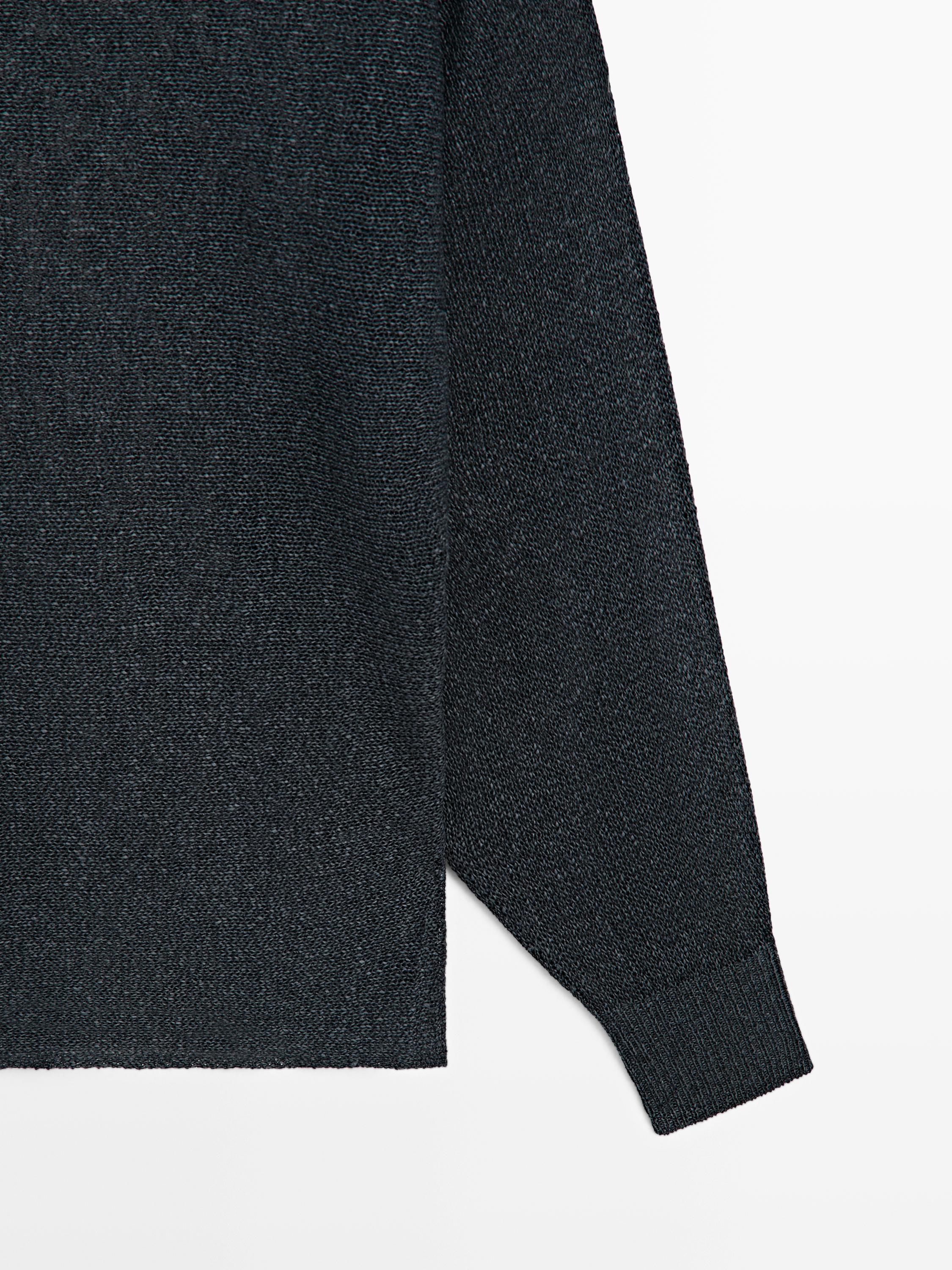 Flowing cotton blend knit sweater — Dark Blue