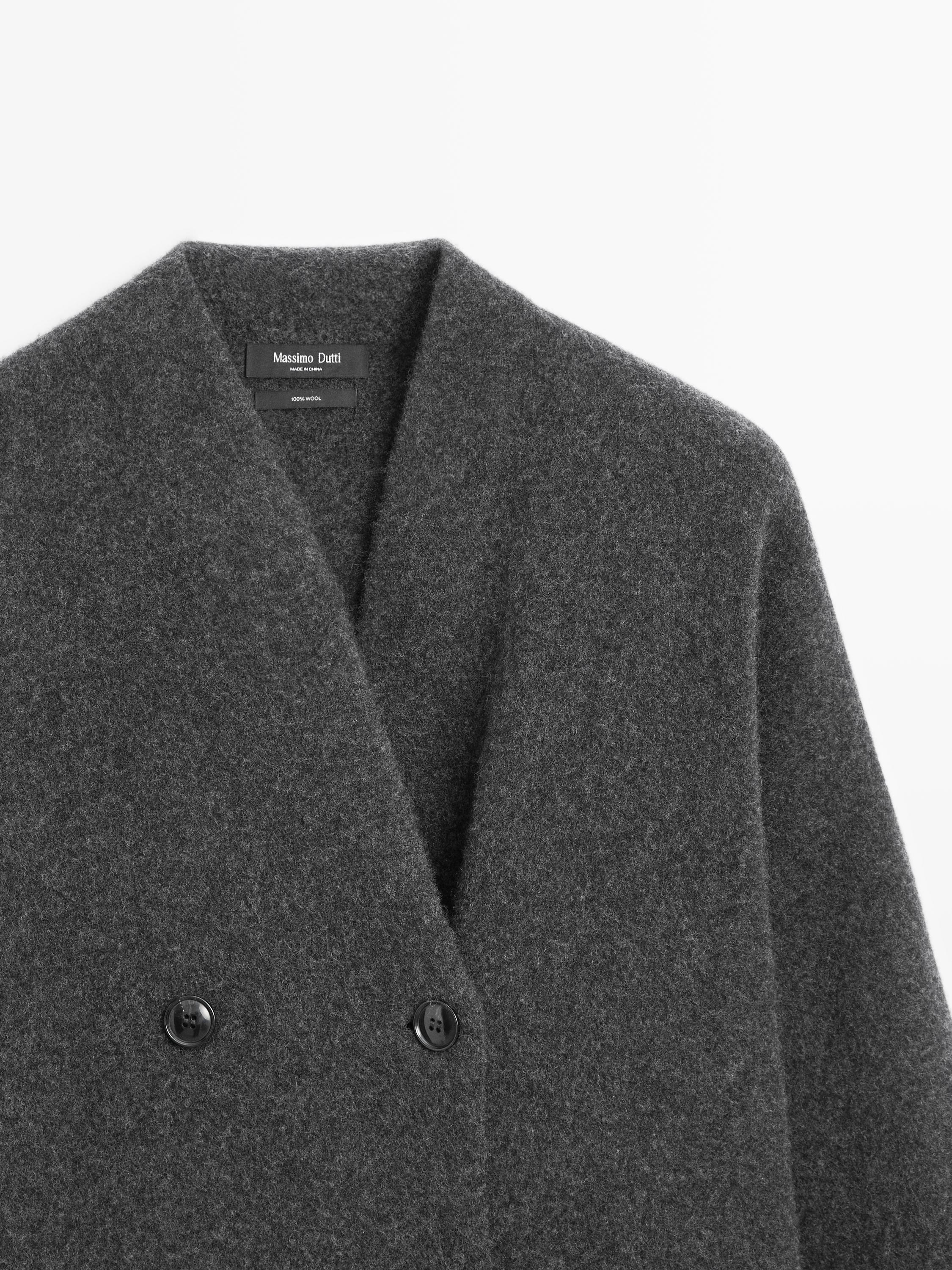 Long double-breasted wool cardigan · Medium Grey · Cardigan